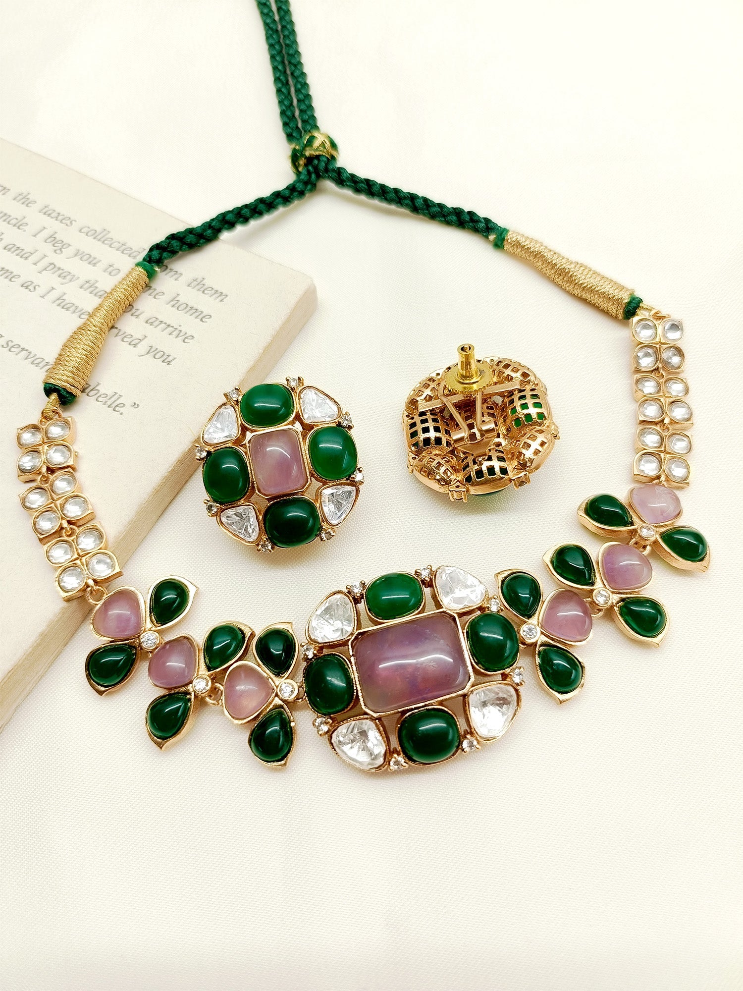 Handcrafted Choker Set with traditional Kundan craftsmanship and gold plated brass metal