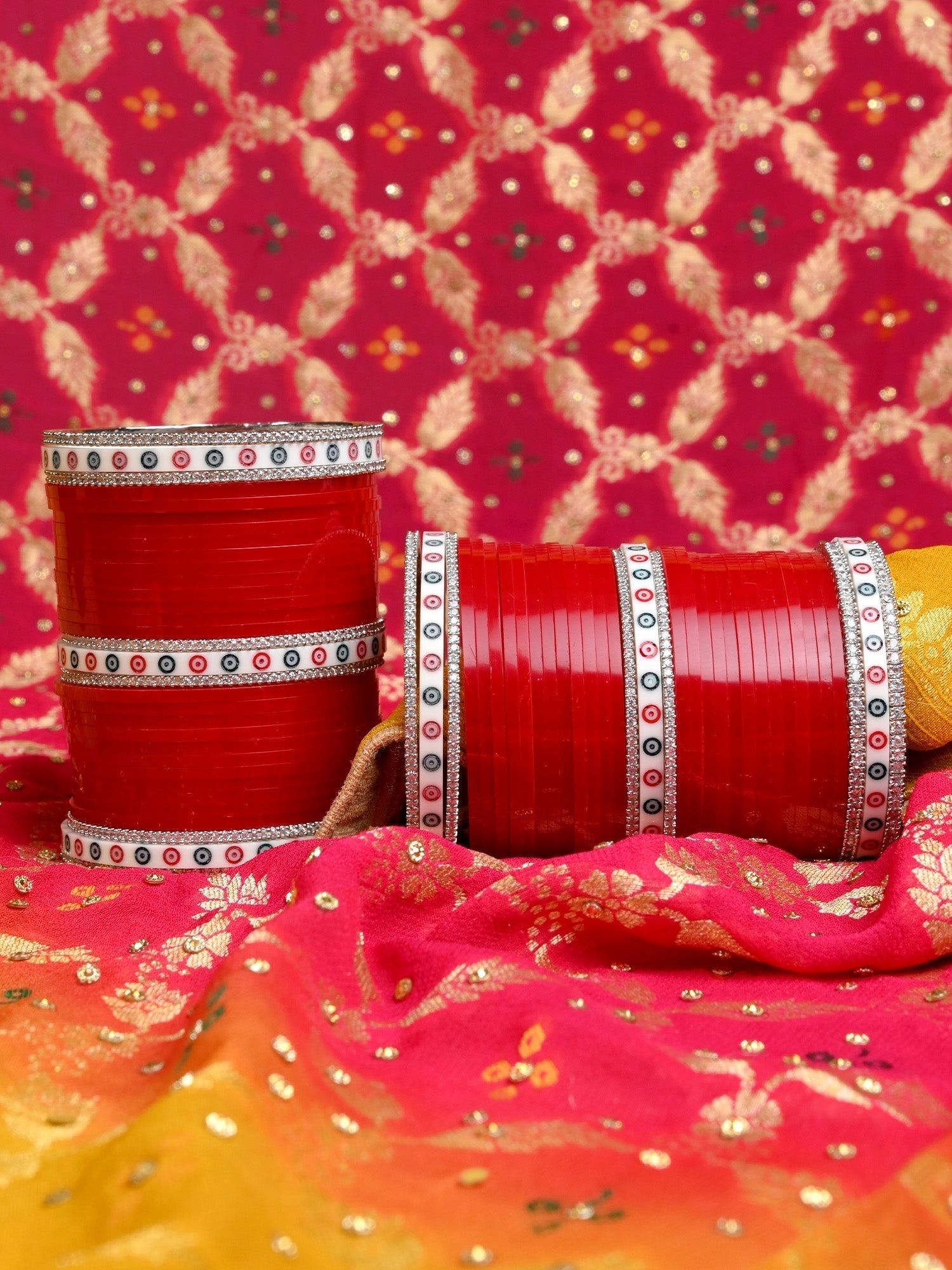 Roopali Bridal Maroon Chura Set - qivii