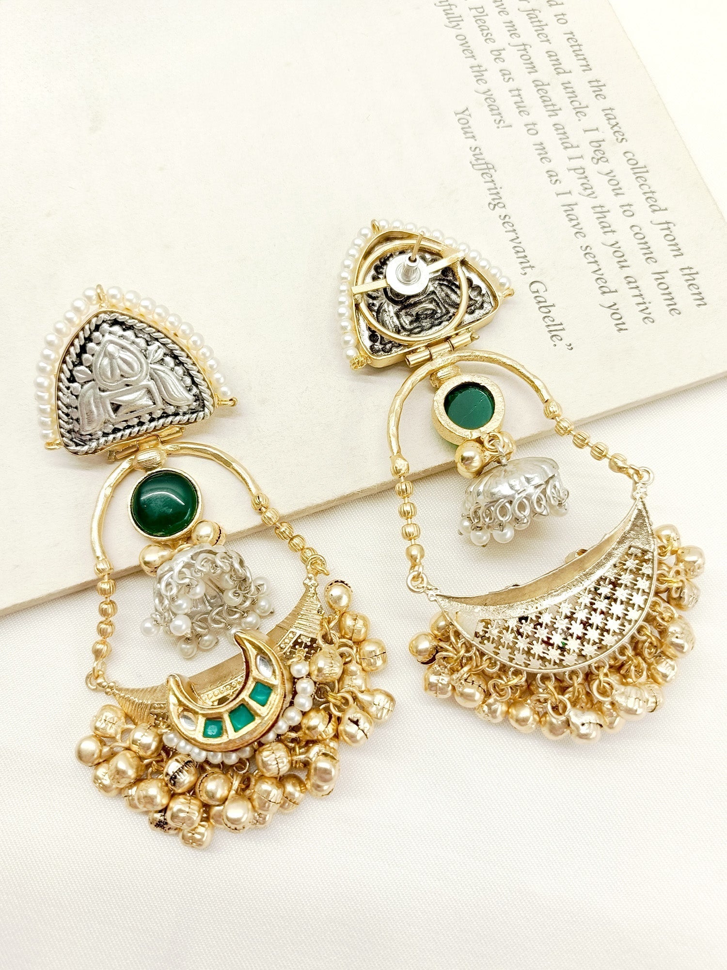 Traditional technique crafted earrings with timeless elegance and exquisite jhumkis