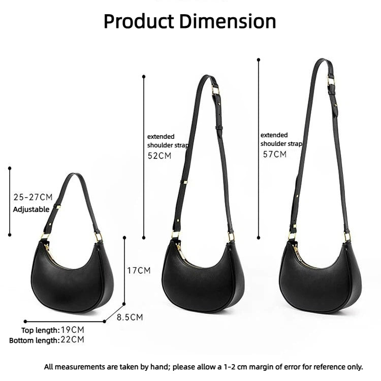 Women's Crescent Moon Hobo Bag — Effortlessly Versatile Underarm Purse with Refined Details
