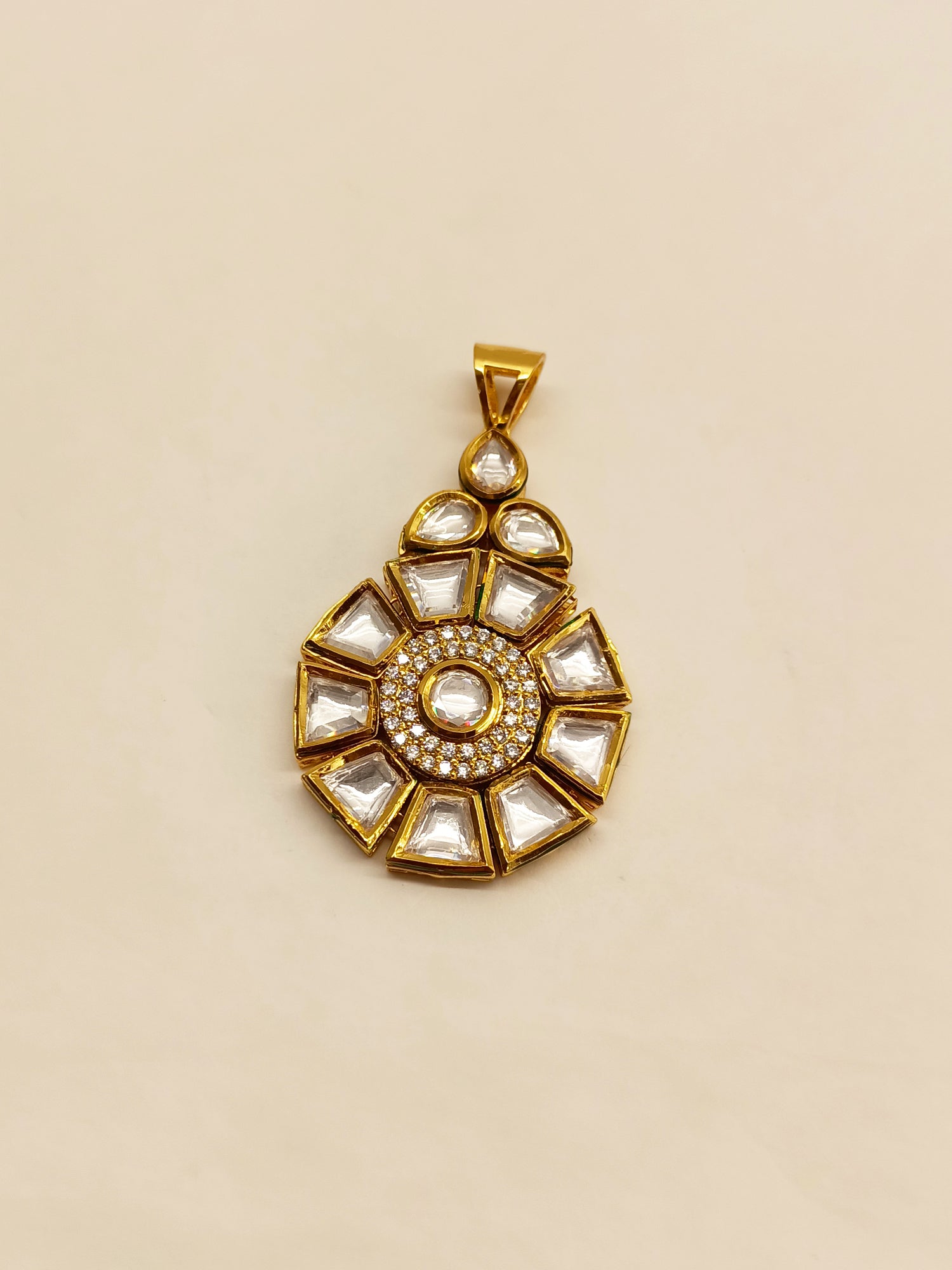 Purnima White Kundan Pendant Set - qivii