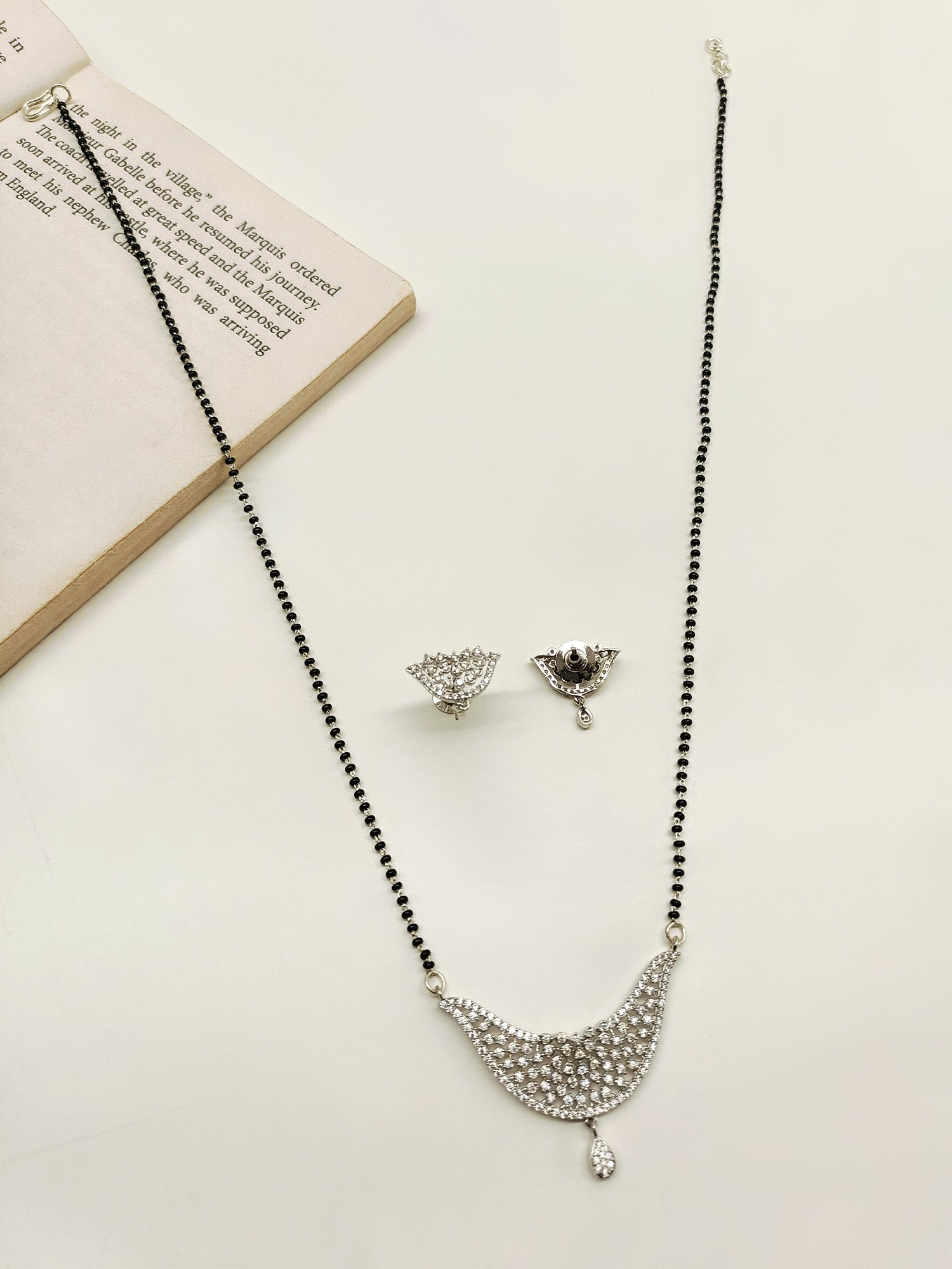 Amaya White American Diamond Mangalsutra - qivii