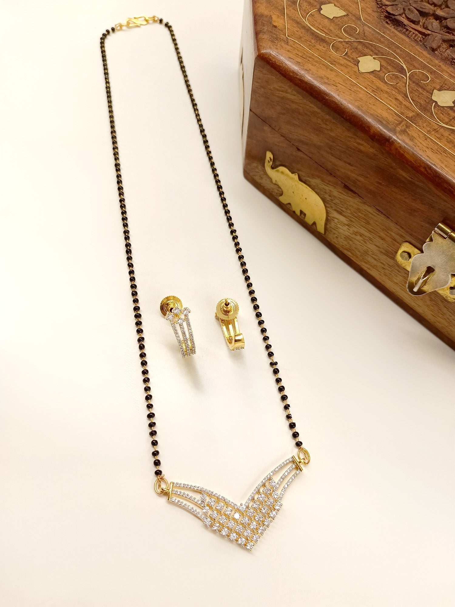 Yashu White American Diamond Mangalsutra - qivii