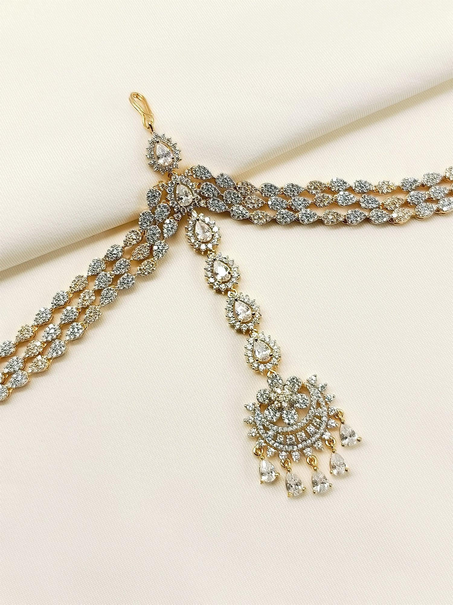 Dakshita White American Diamond Sheeshphool