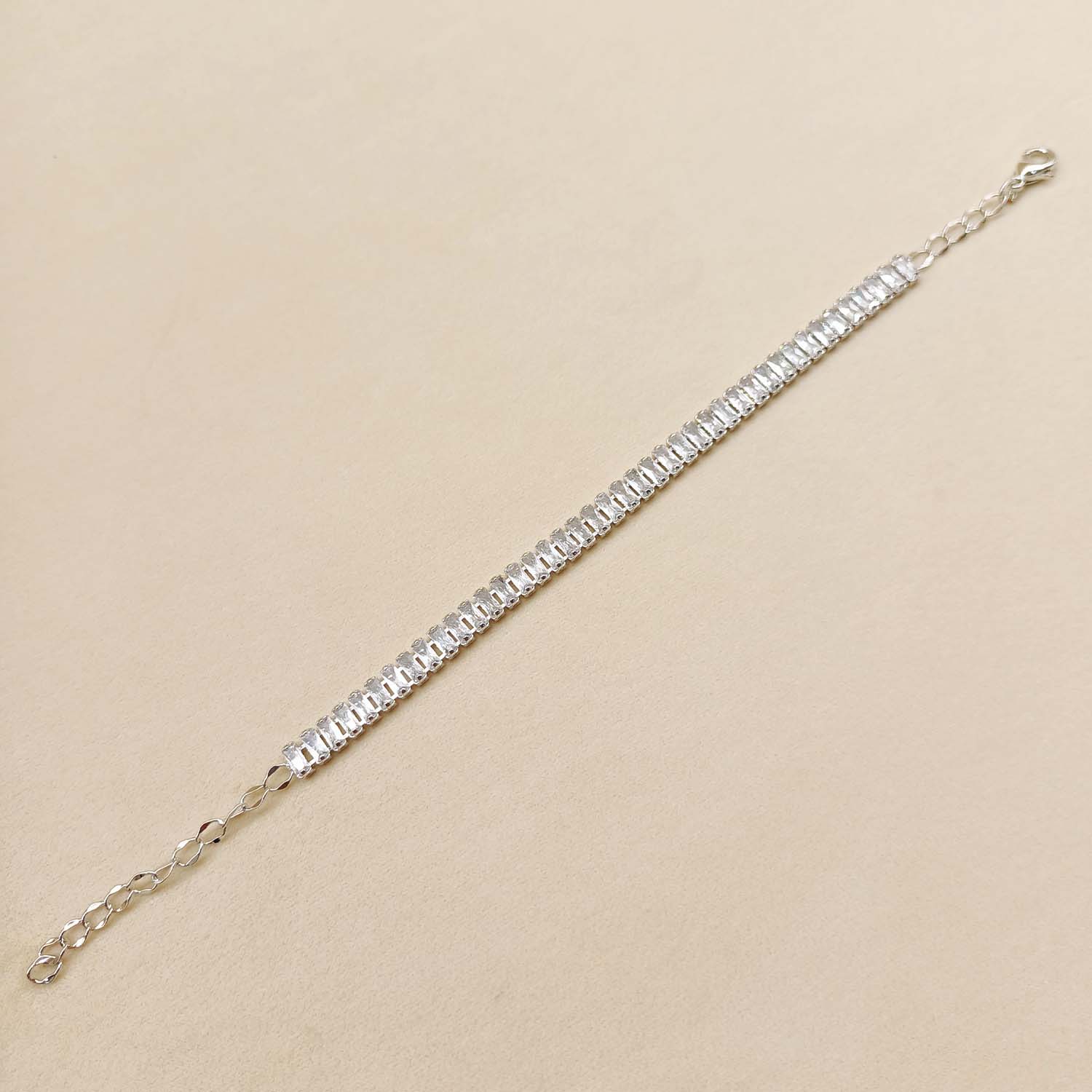 Taruni American Diamonds Silver Plated Flexible Bracelet - qivii