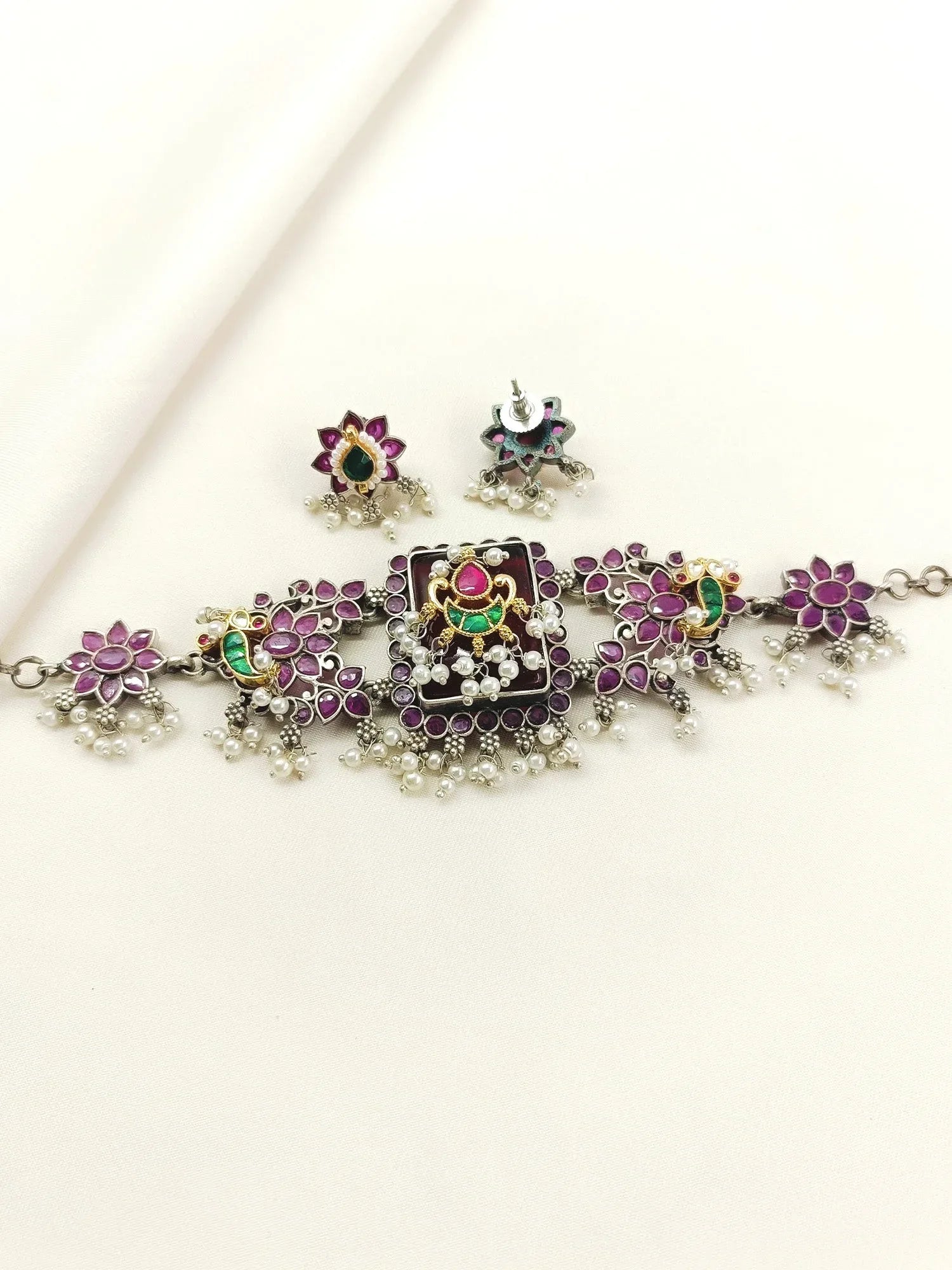 Camila Ruby Oxidized Choker Set