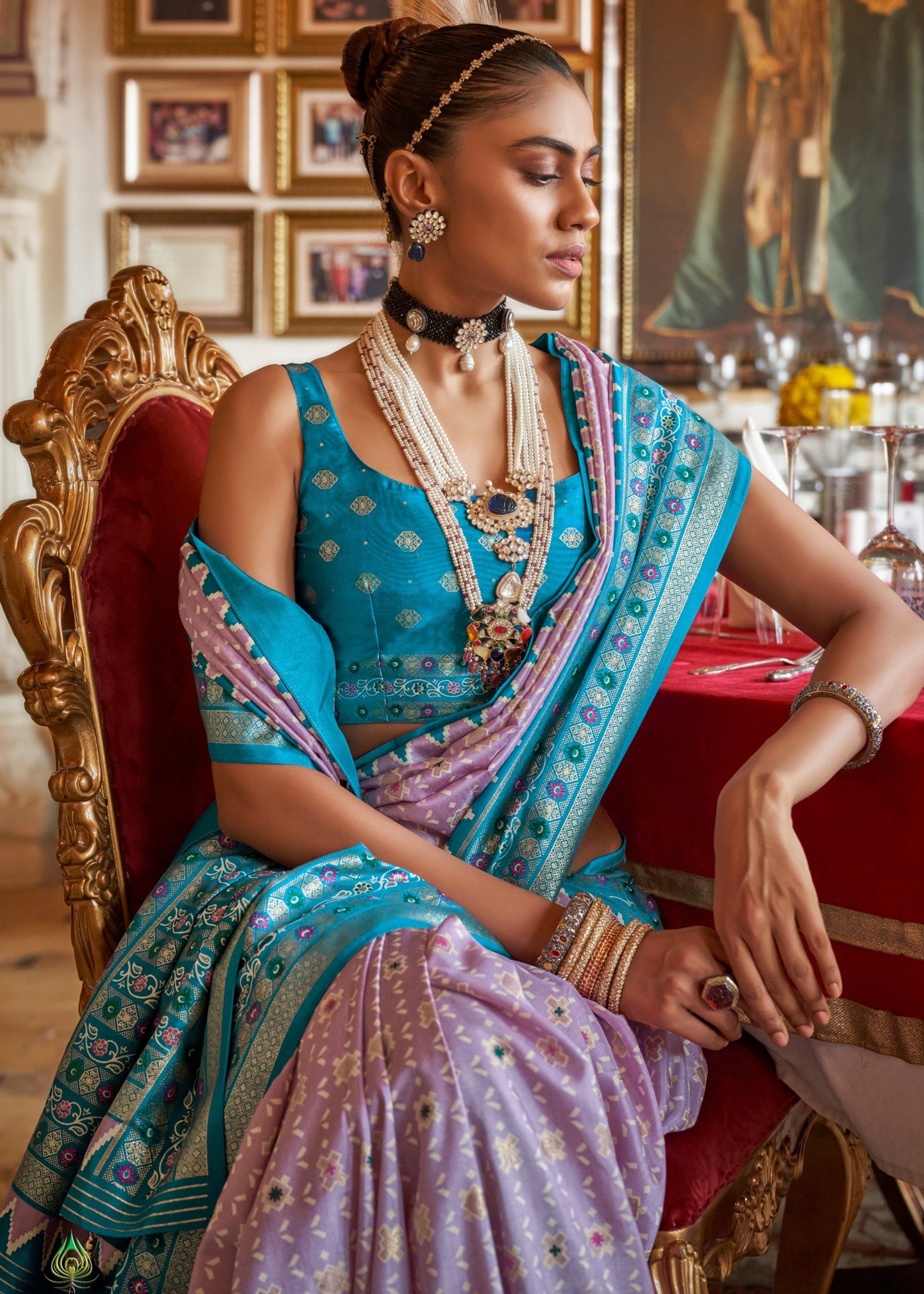 Lavender Purple Silk Saree With Traditional Classic Design - qivii