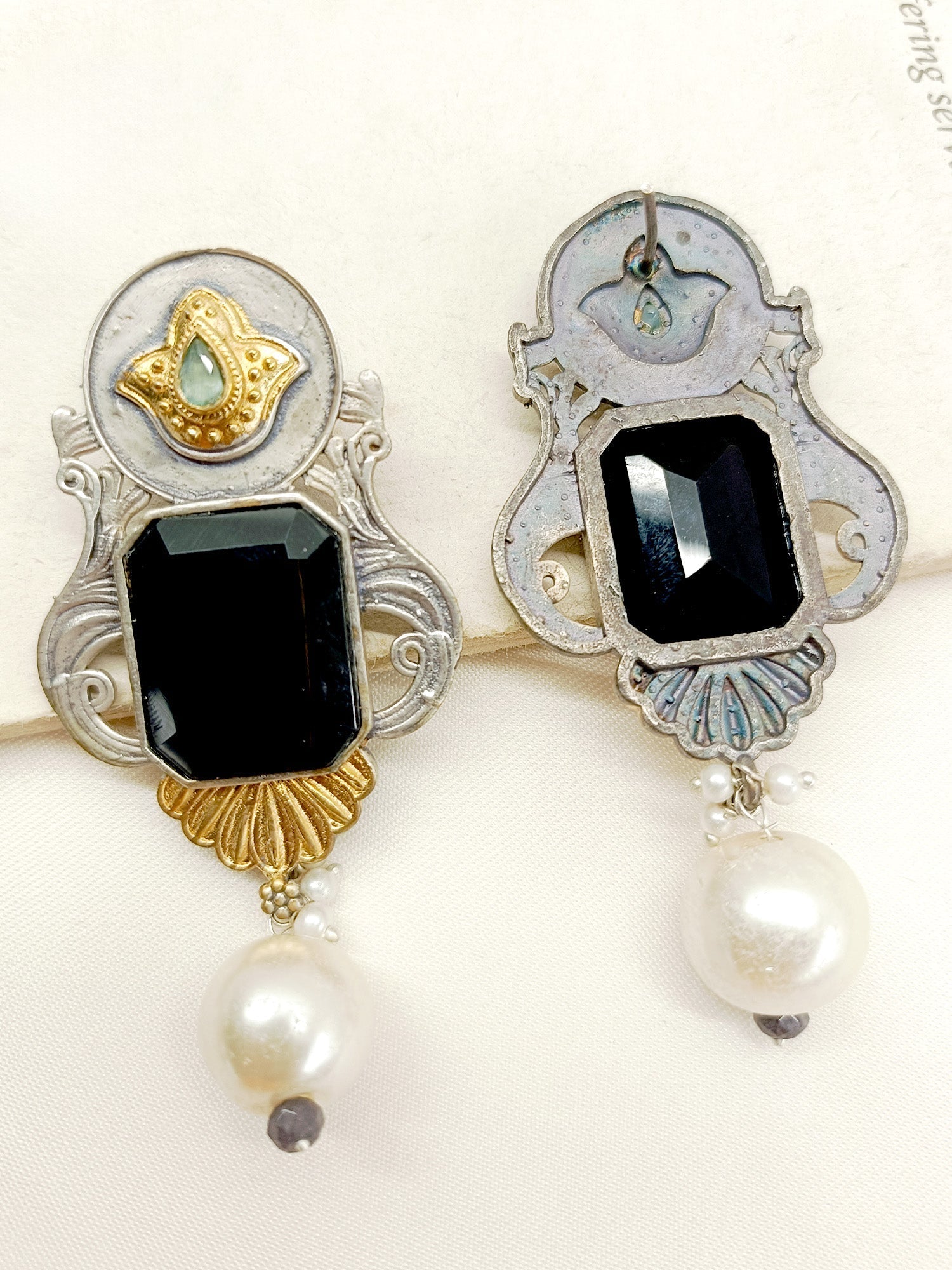 Mehala Black Oxidized Earrings - qivii