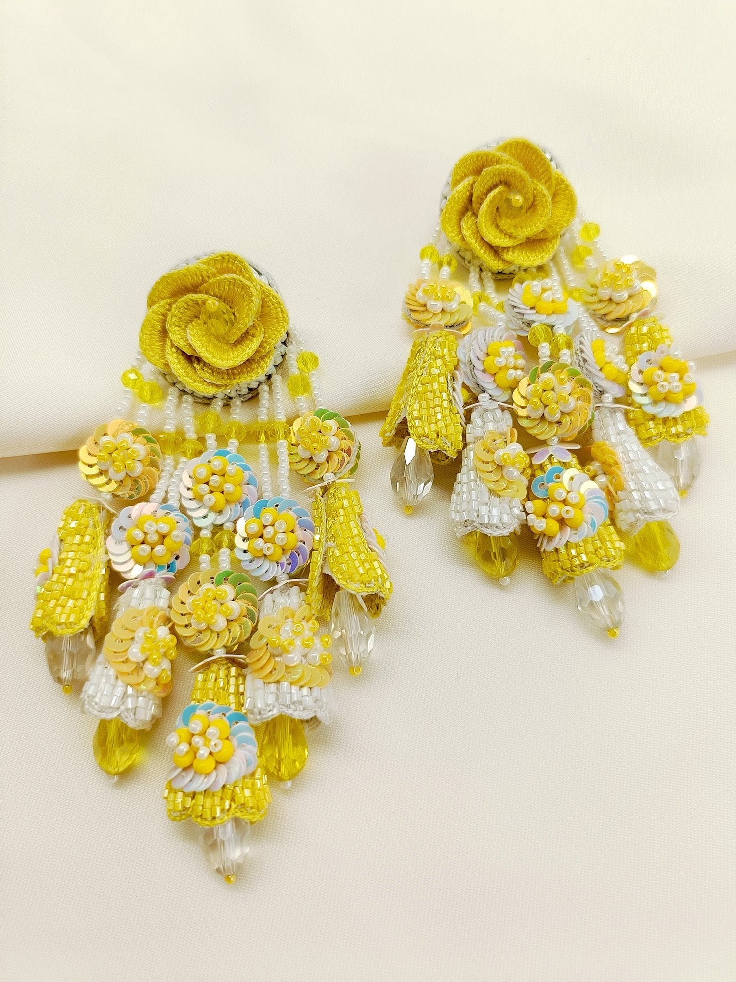 Mihika Yellow Handmade Earrings - qivii