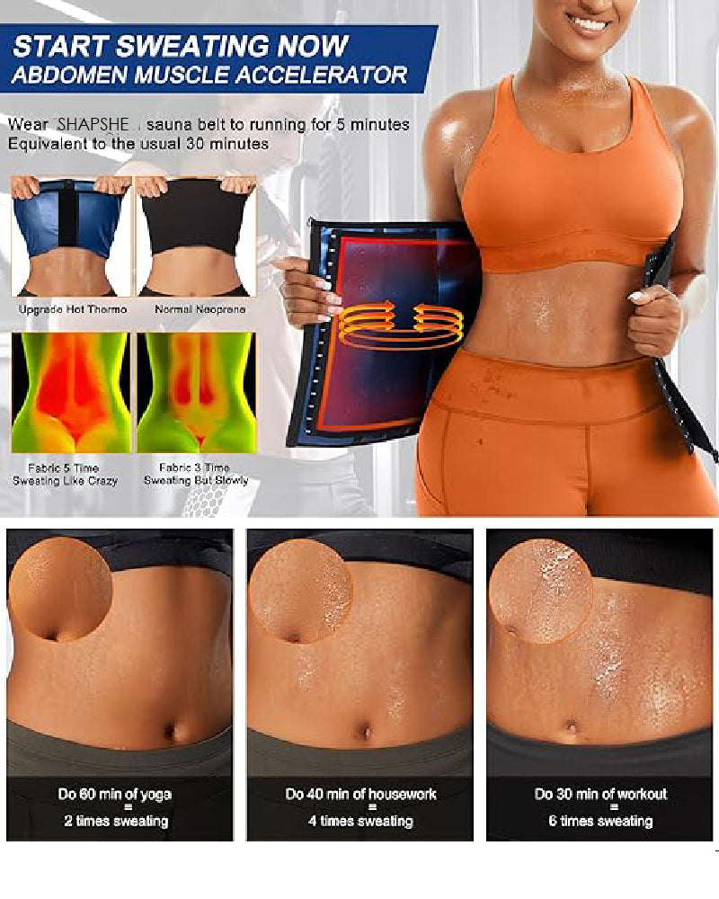 Women's Workout Sweat Waist Trainer Weight Loss Tummy Wrap Sports Belt With Buckle - By Qivii
