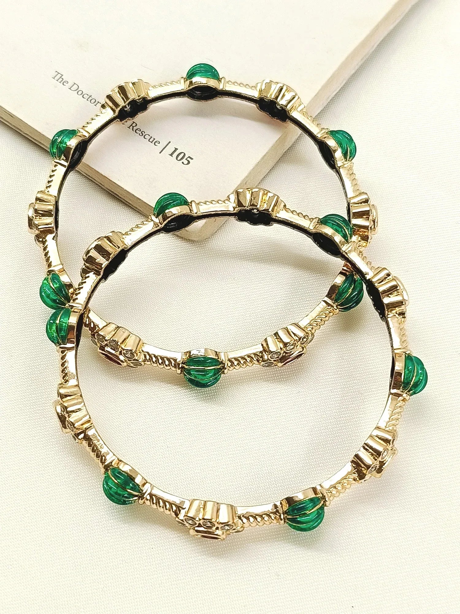 Vijayanthi Green Antique Bangles
