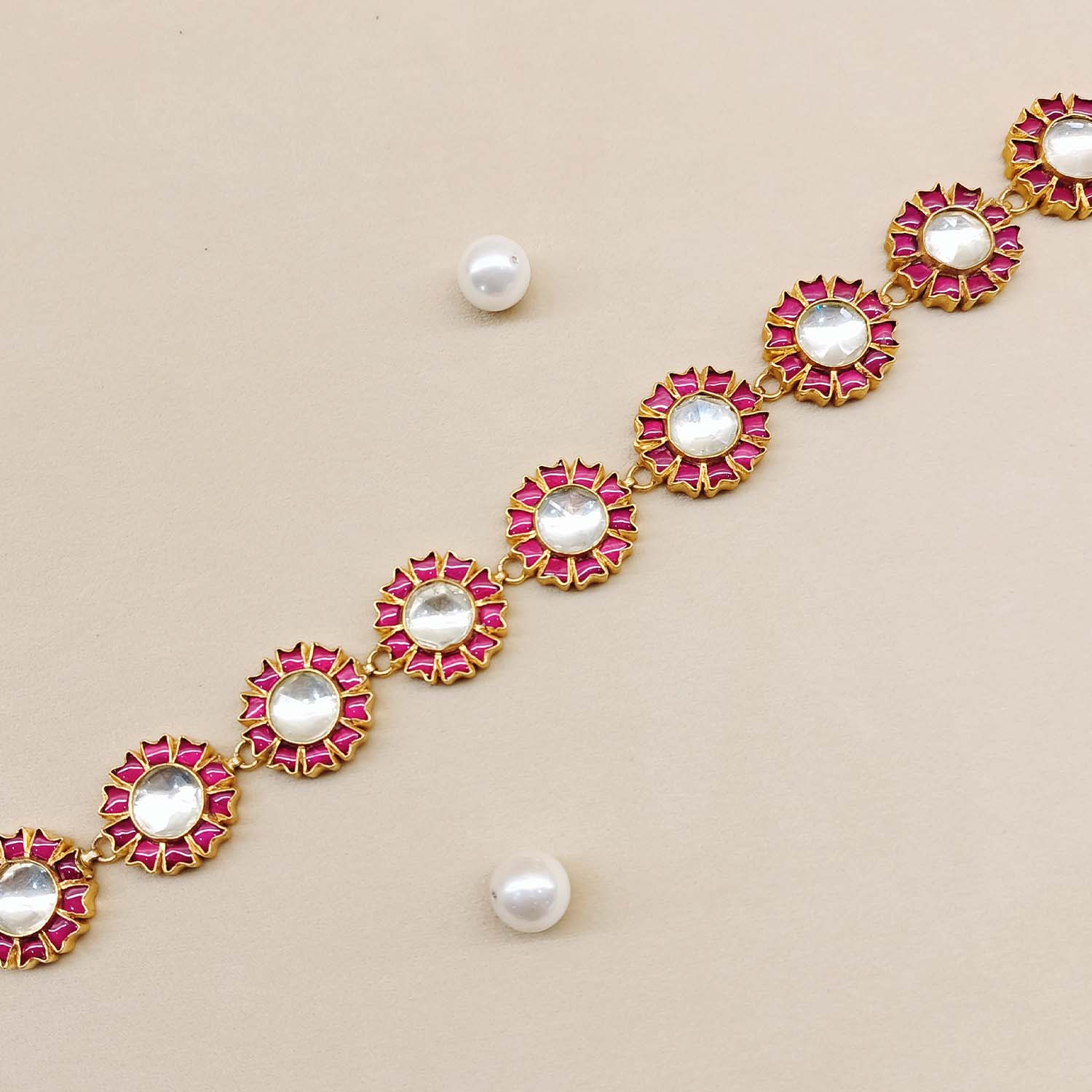 Shashi Rose Pink Gold Plated Kundan Sheesh Phool