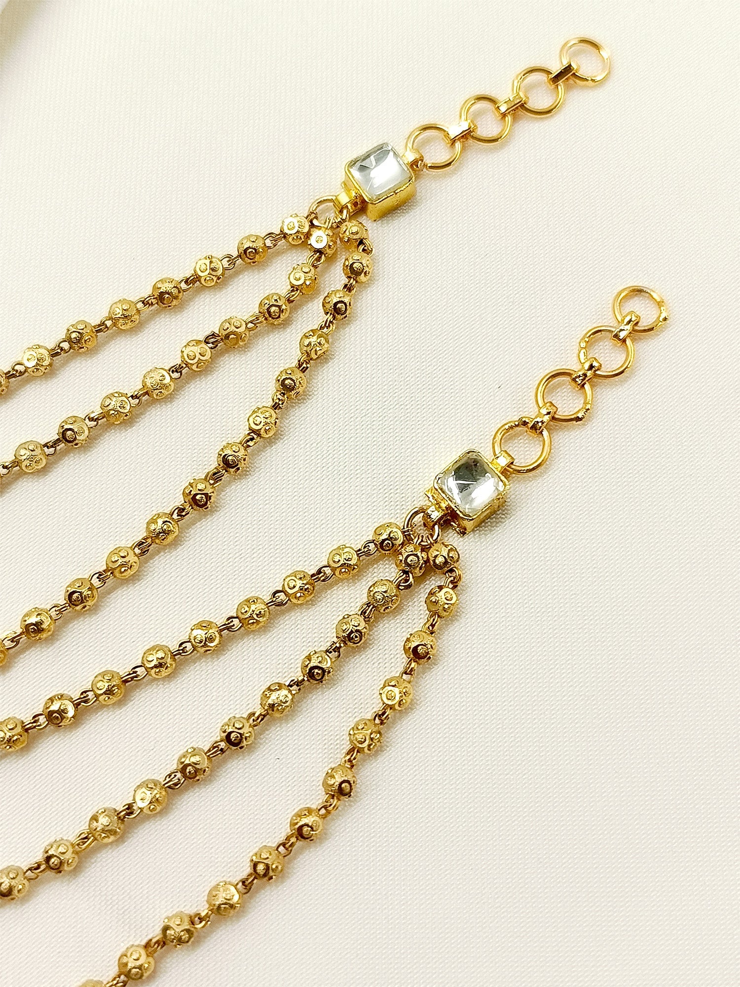 Phulkari White Traditional Ear Chain