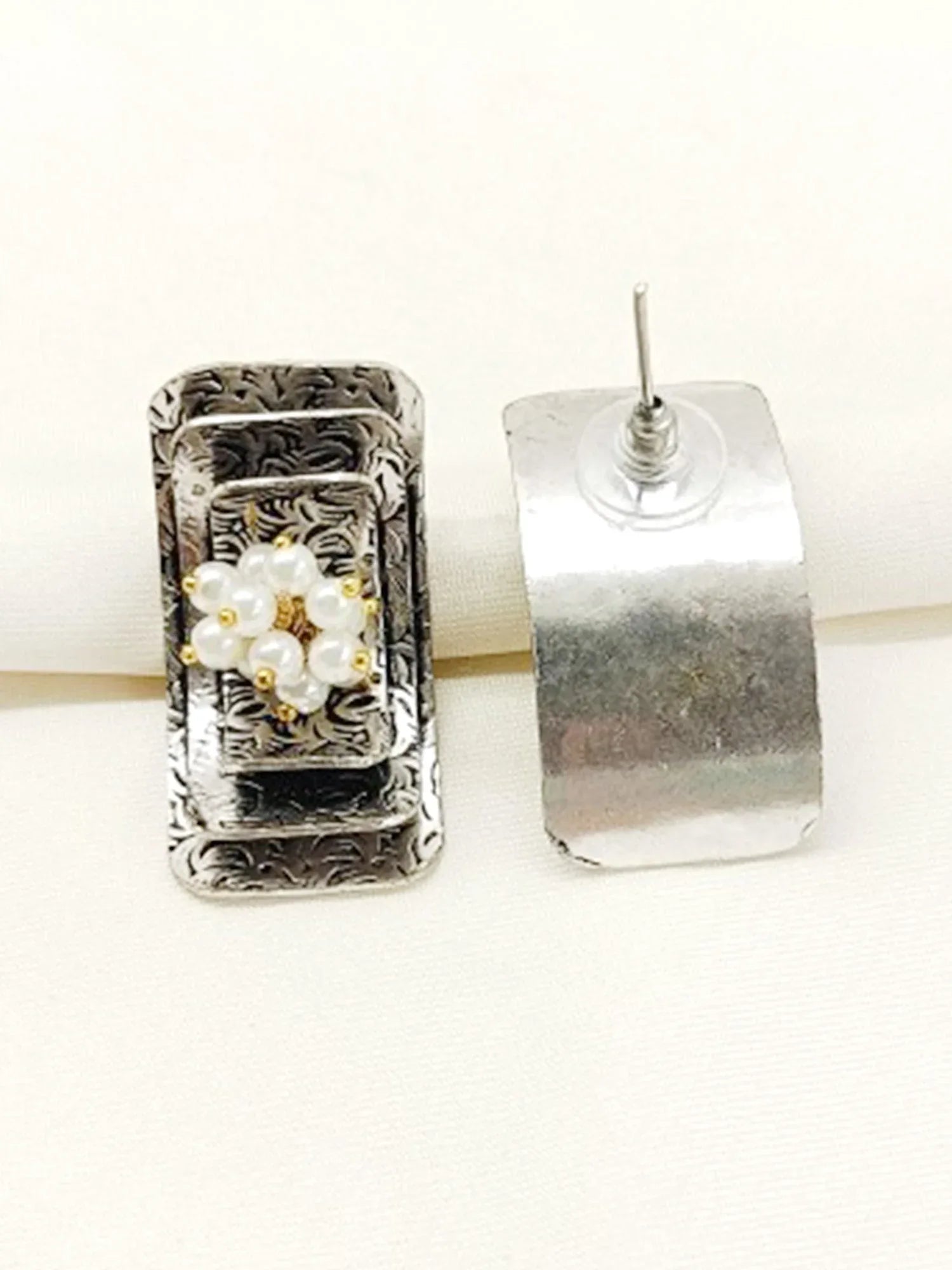 Chandrea White Pearl Oxidized Tops
