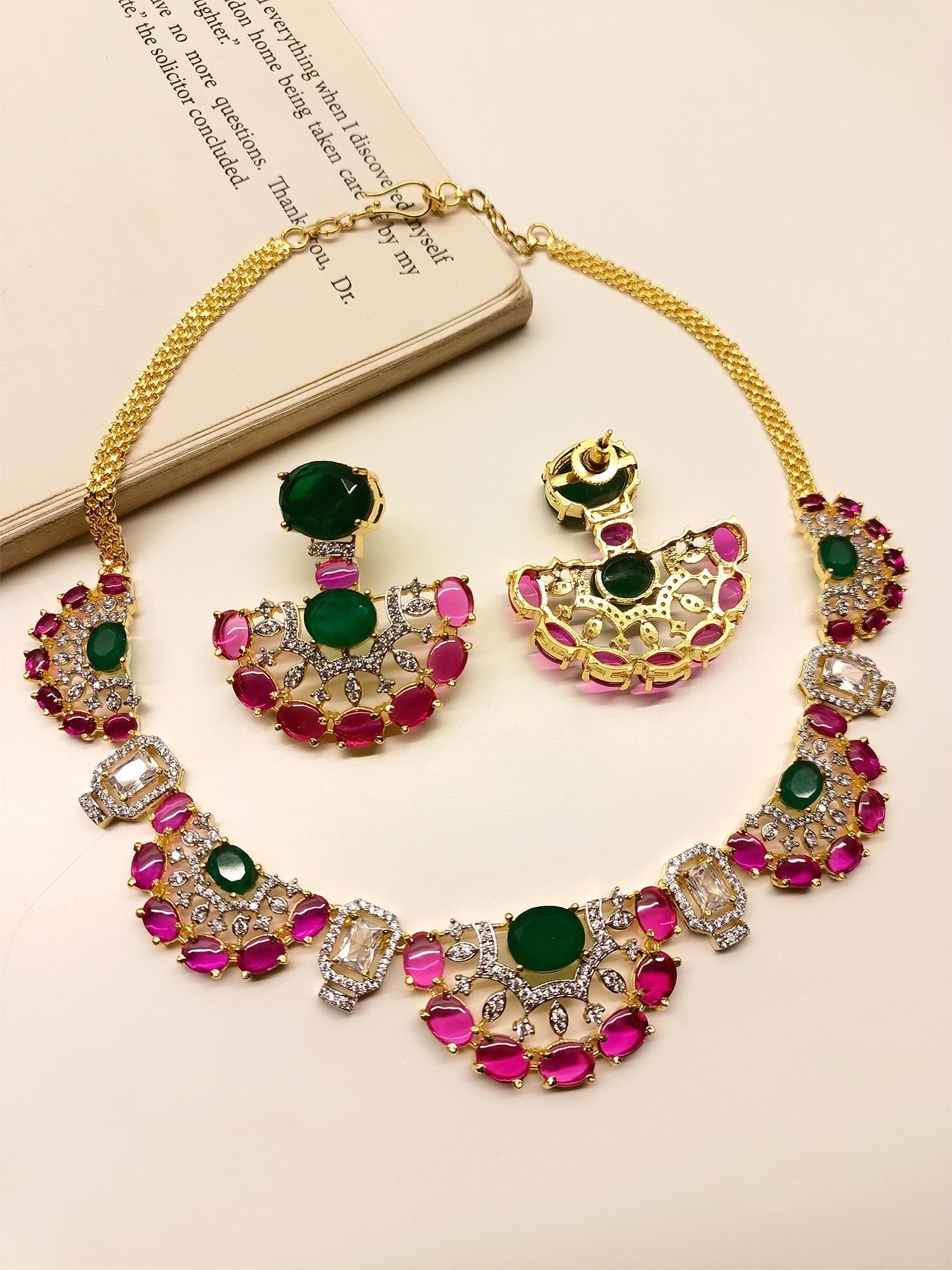 Esra R & G American Diamond Necklace Set - qivii