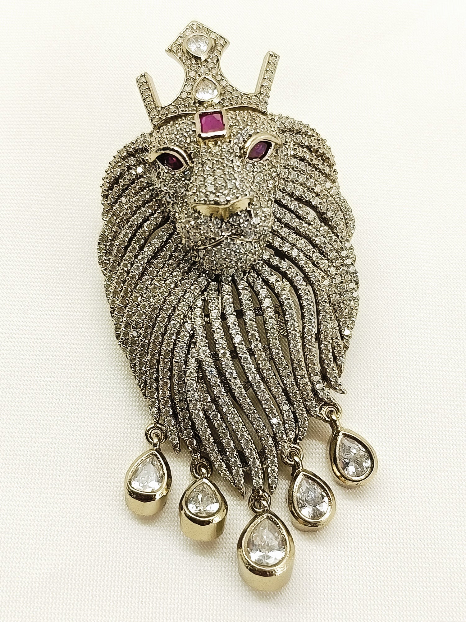 Amol Ruby Lion Brooch