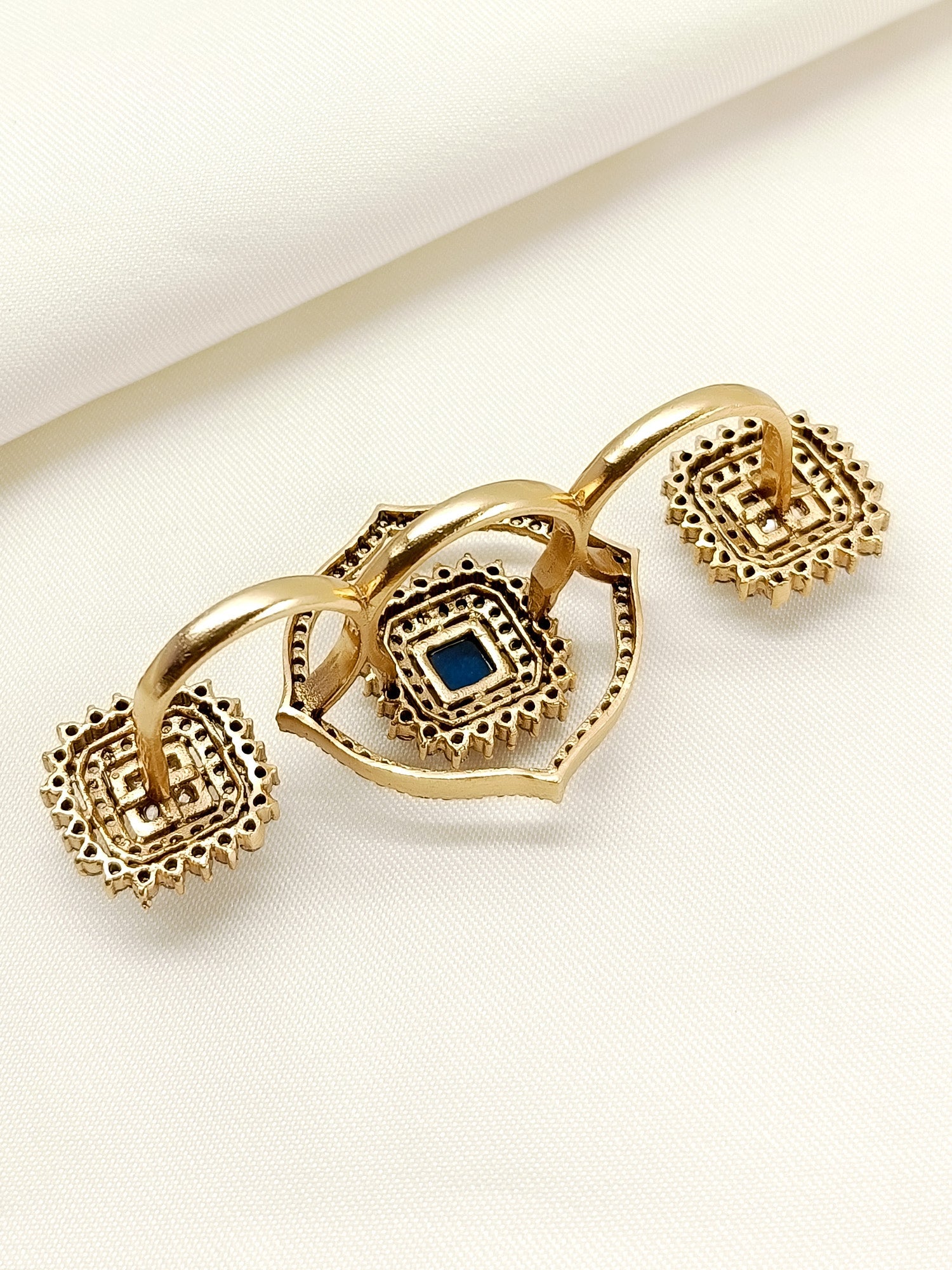 Aabharana Navy Blue American Diamond Finger Ring