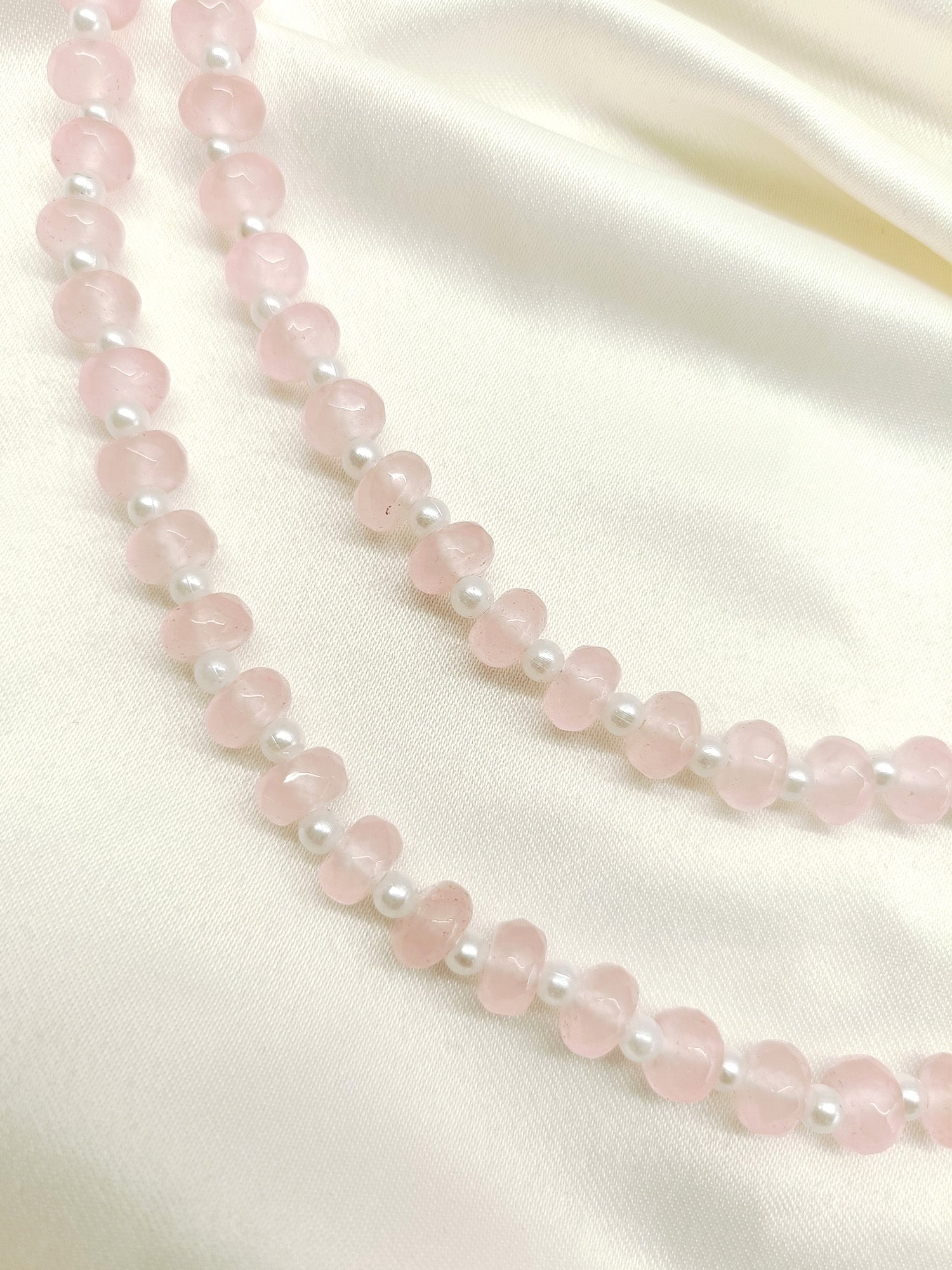 Anshula Pink Double Layerd Beads Neckpiece - qivii