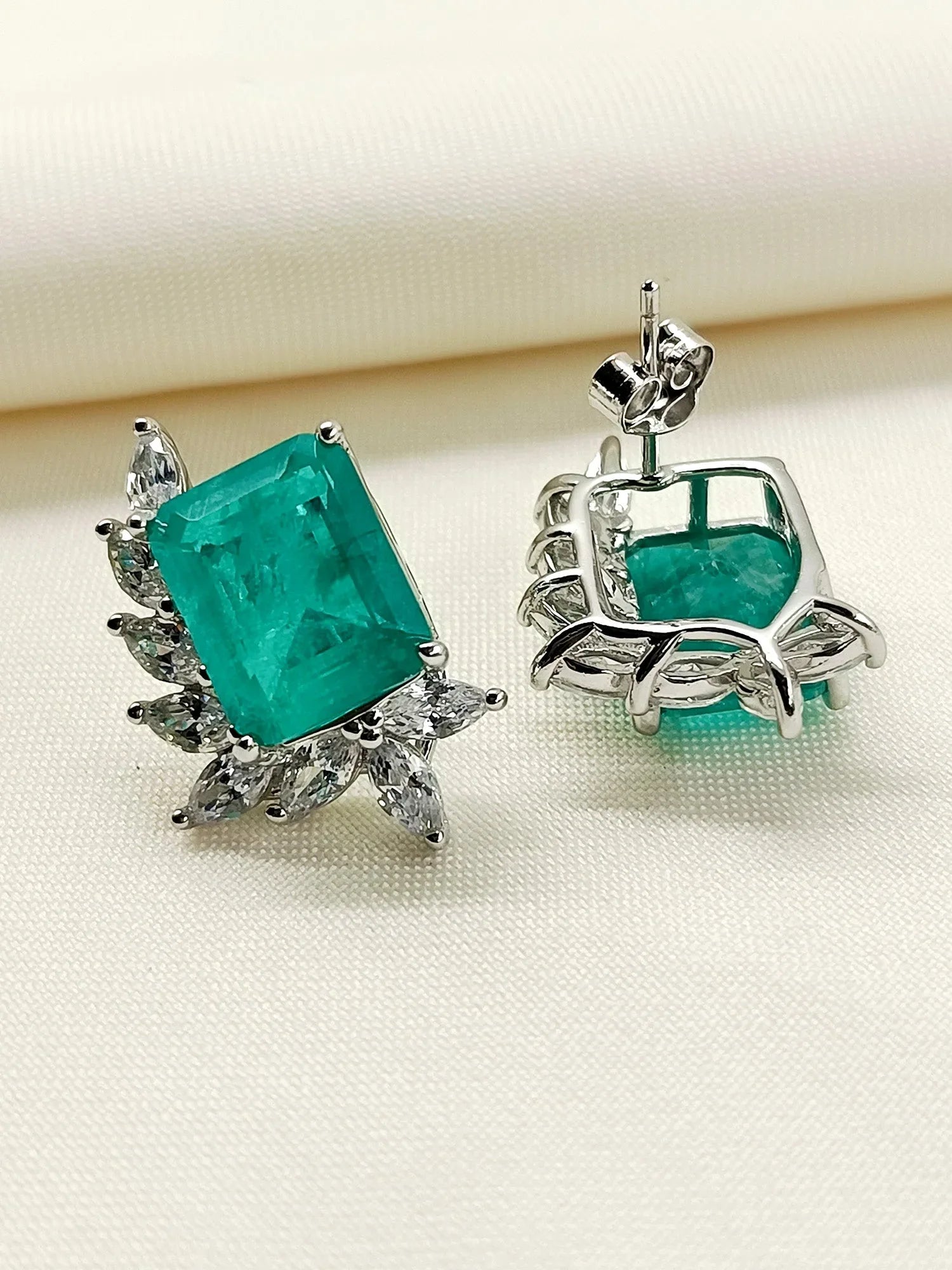 Bess Green 92.5 Silver Swarovski Stone Tops