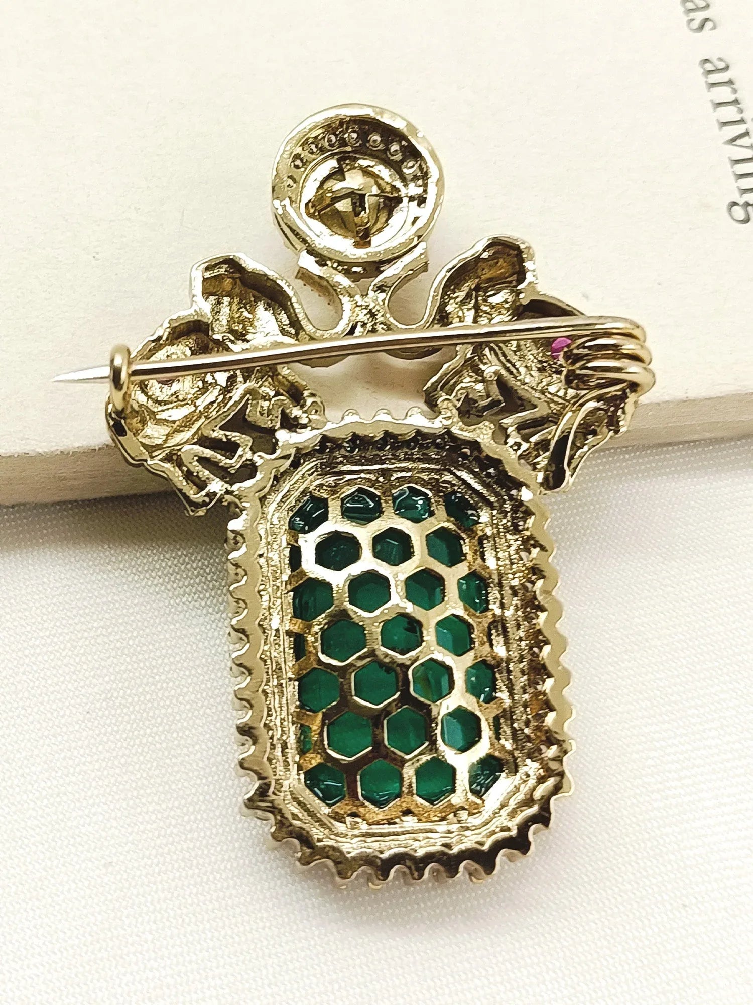 Olena Green Elephant Brooch