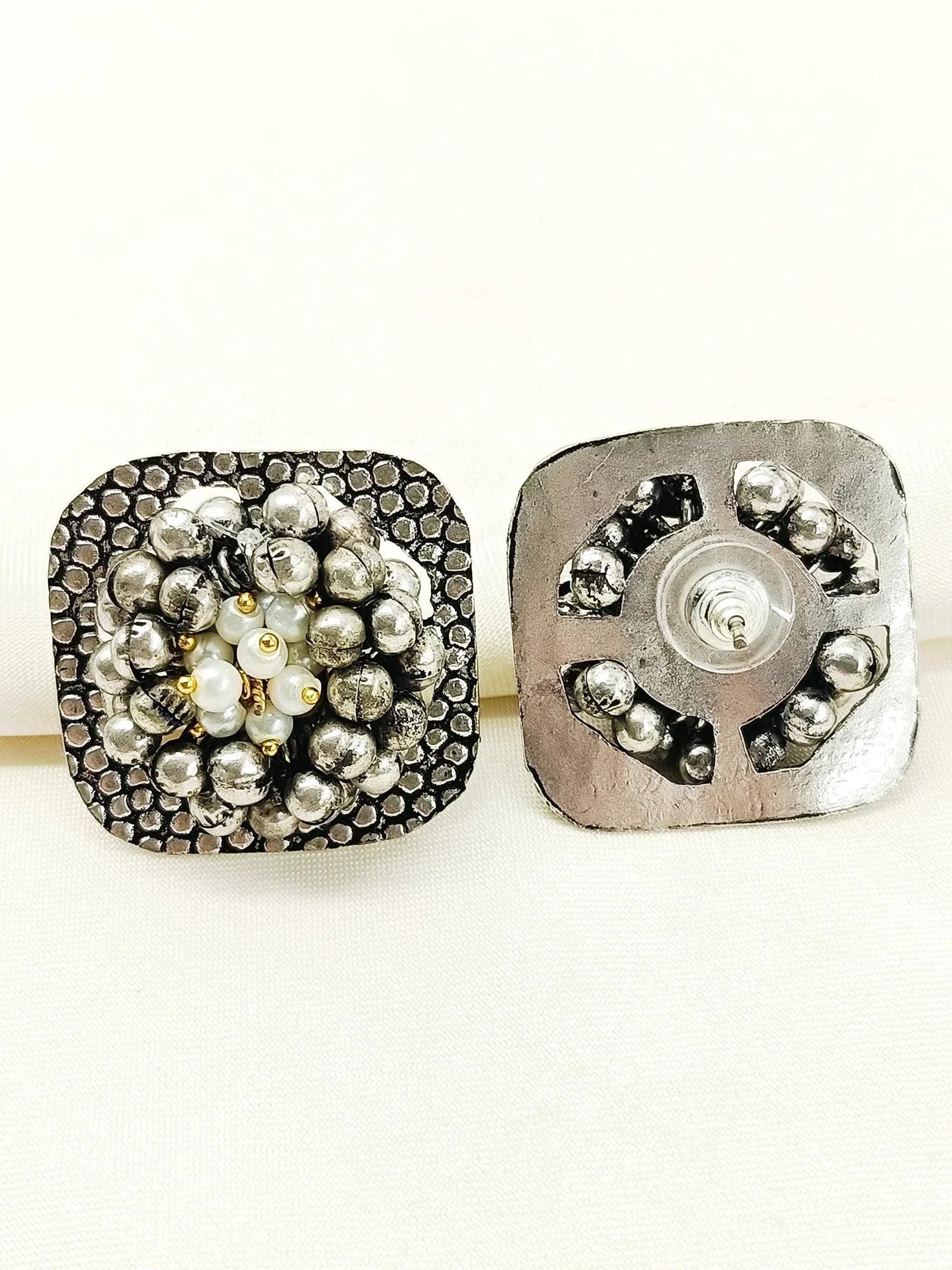 Rishita White Pearl Oxidized Tops