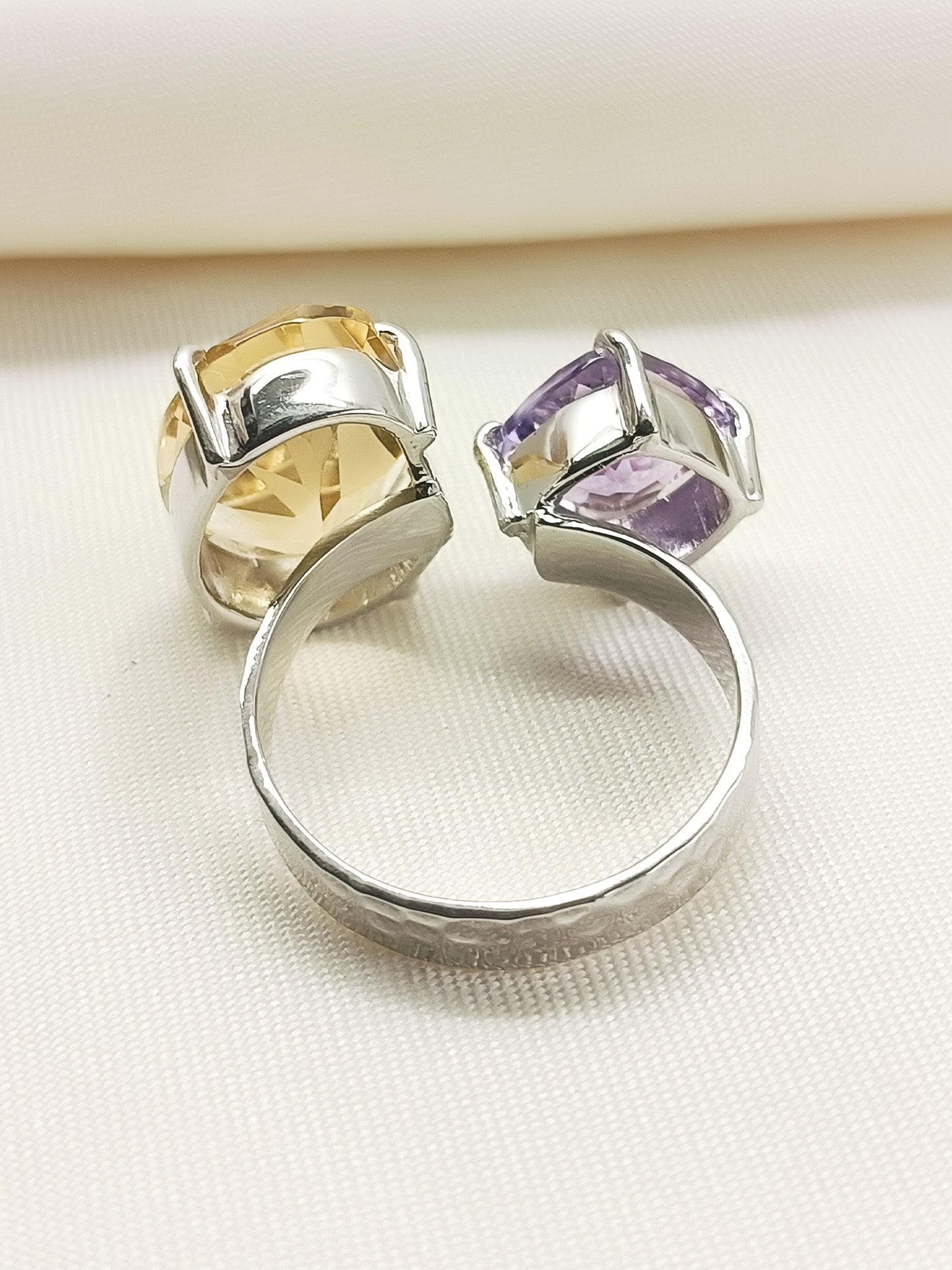 Pragti Multi Colour 92.5 Silver Amethyst Stone Finger Ring