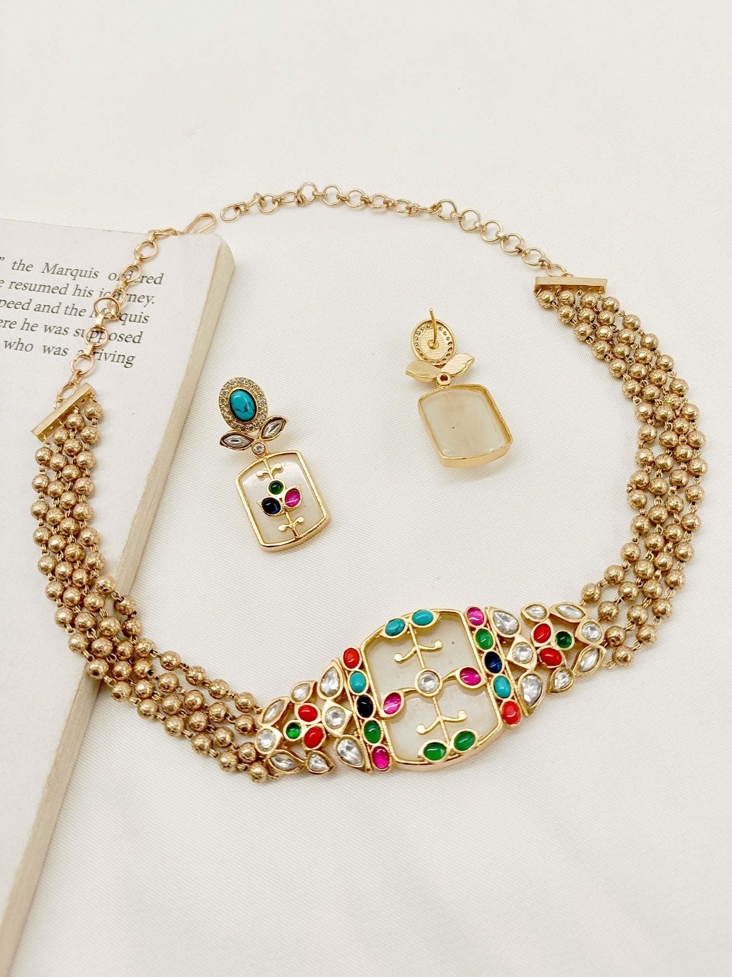 Anantya Multi Colour Kundan Choker Set - qivii
