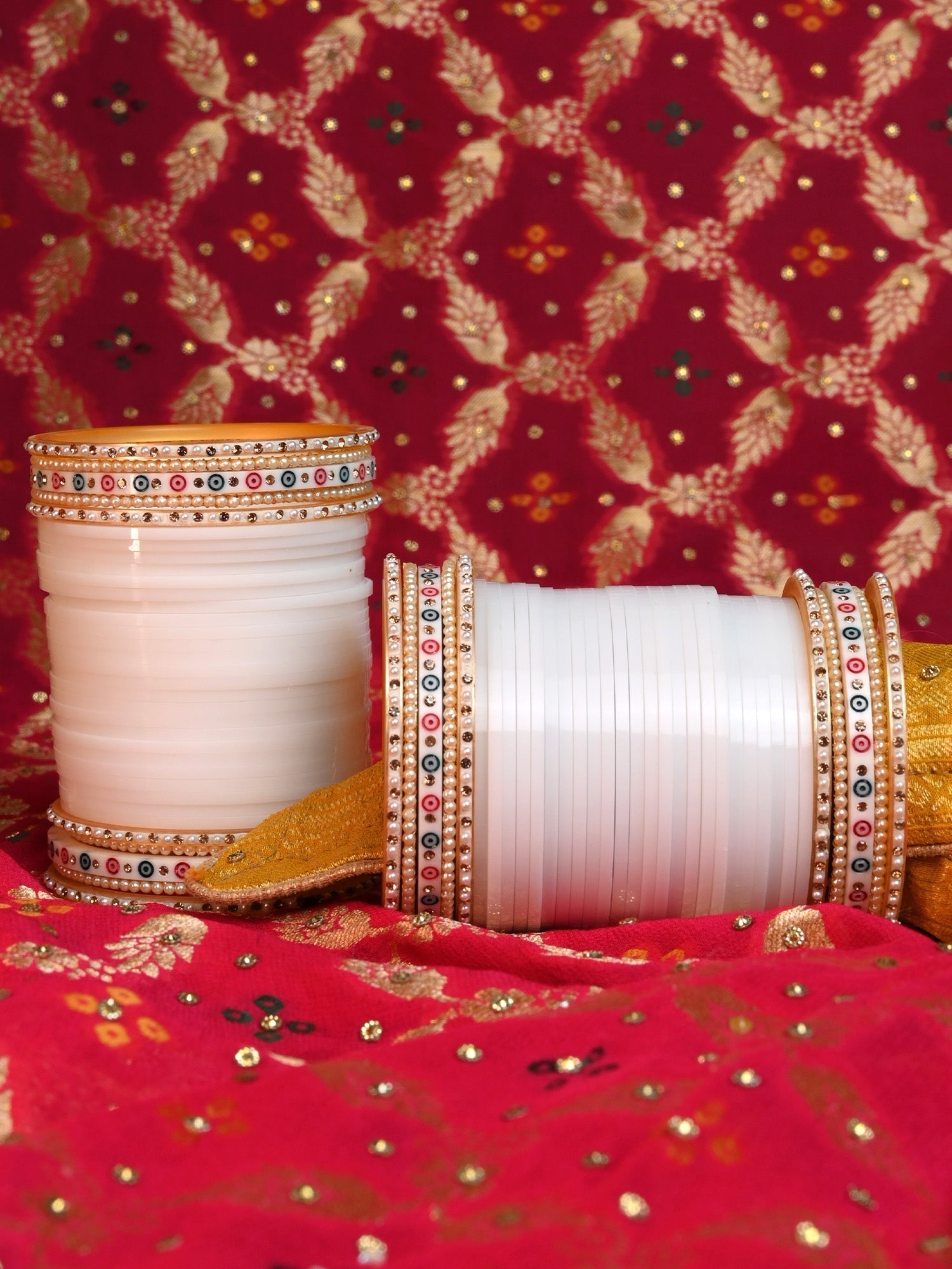 Sanjana White Punjabi Chura - qivii