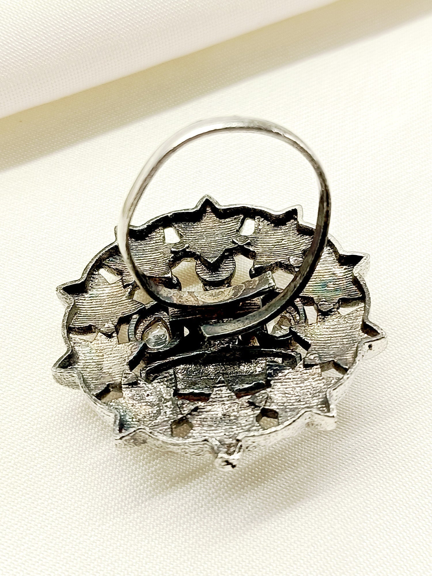 Brahmni White Laxmi Ji Oxidized Finger Ring - qivii