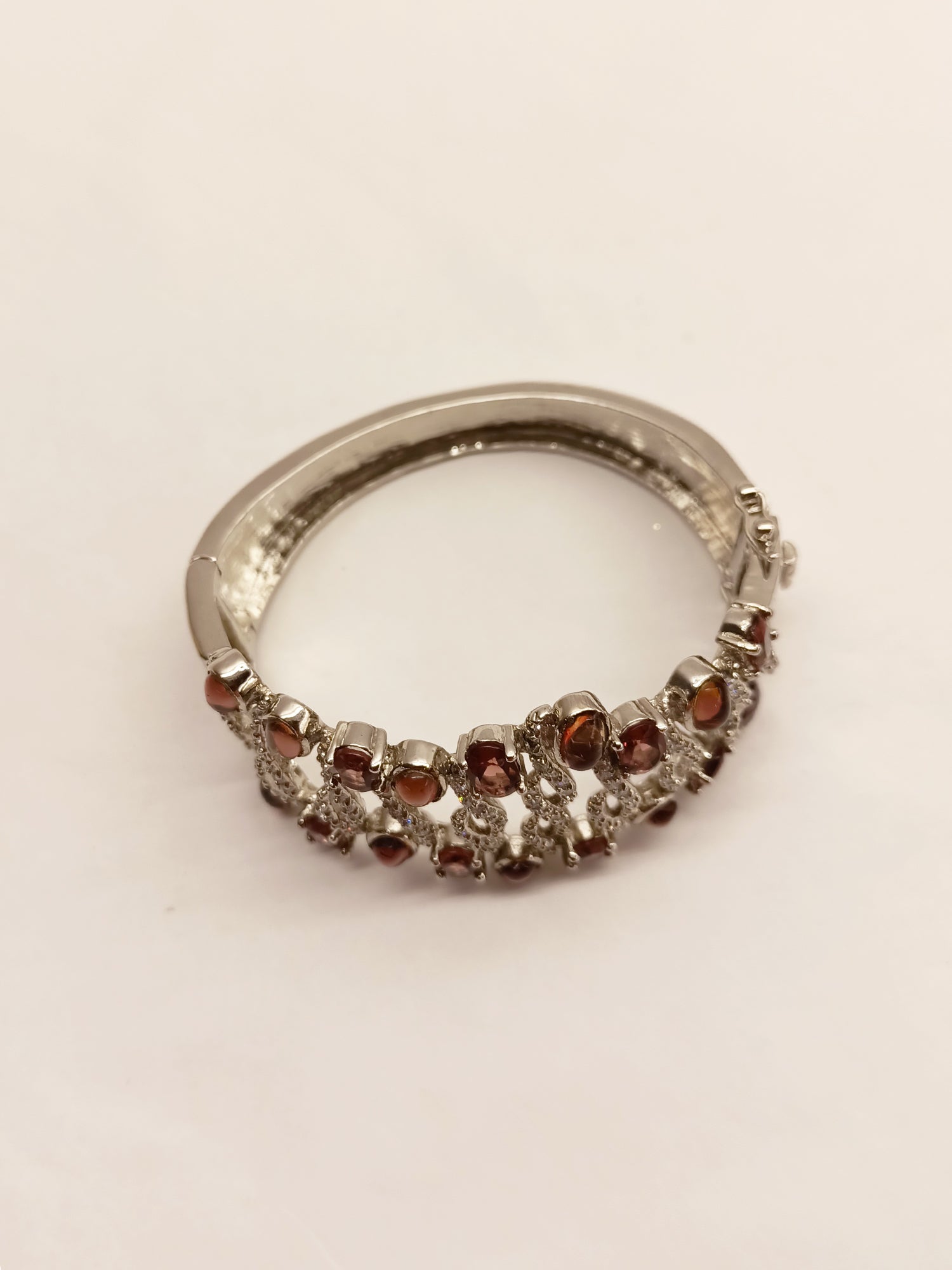 Vrisha Silver American Diamond Bracelet With Pink Stone - qivii