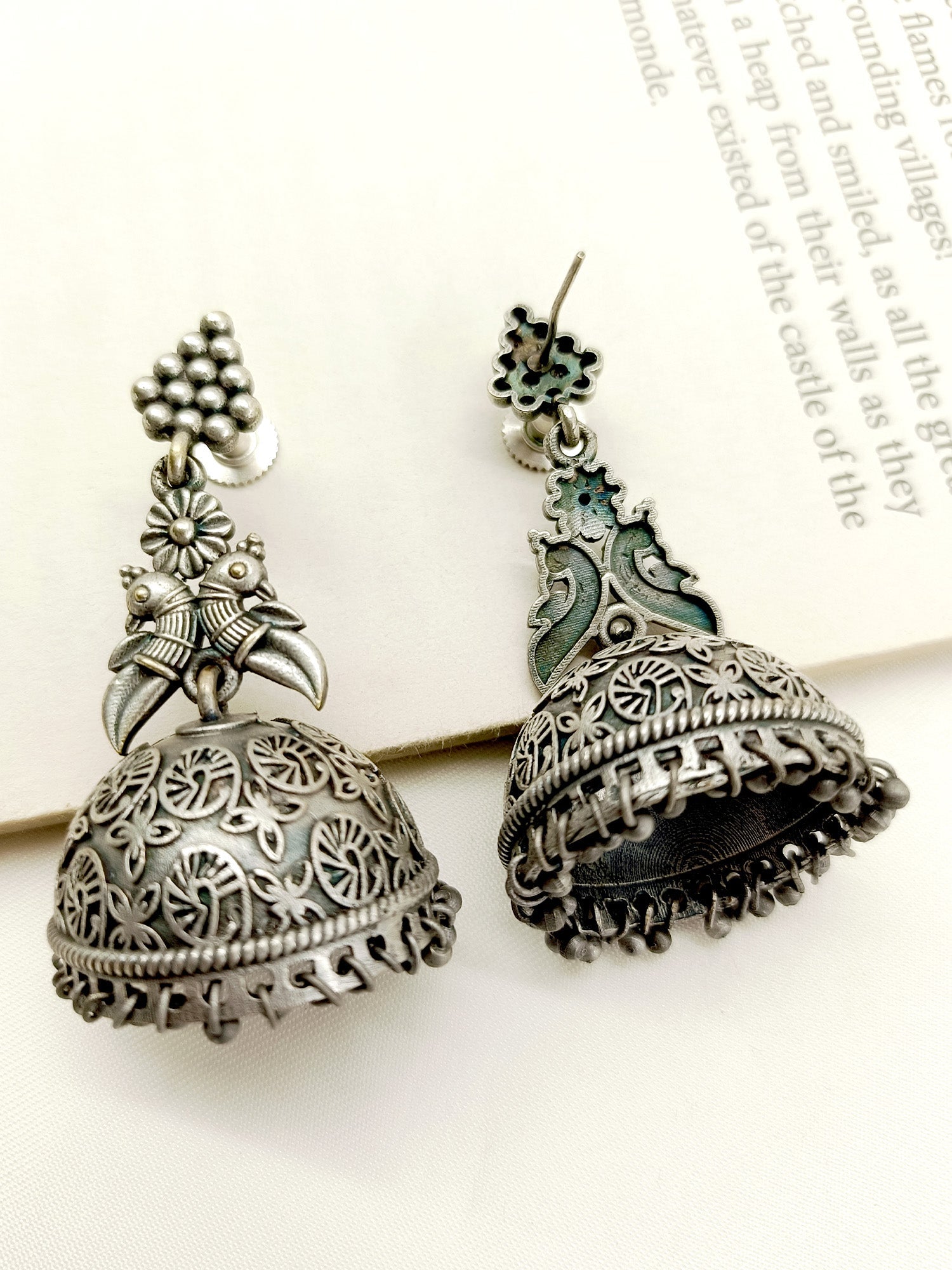 Livia Plain Oxidized Jhumki - qivii