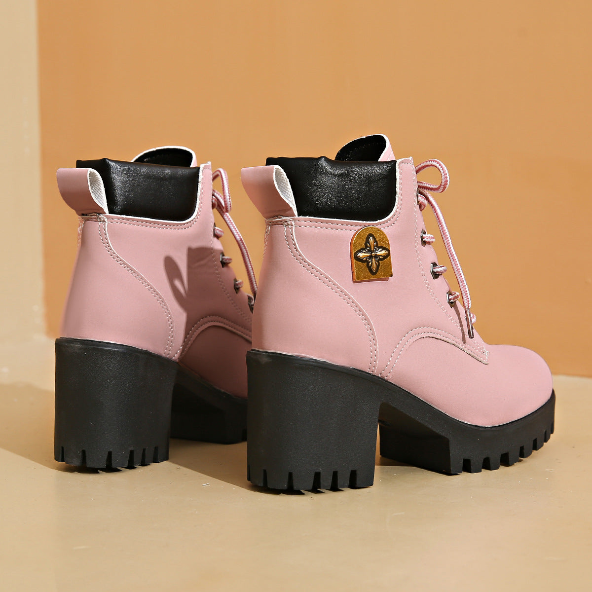Women's Cowhide Metropolitan Combat Boot - Waterproof Block Heel Ankle Boots with Extended Sizes (US 4-10) & Commuter-Ready Traction