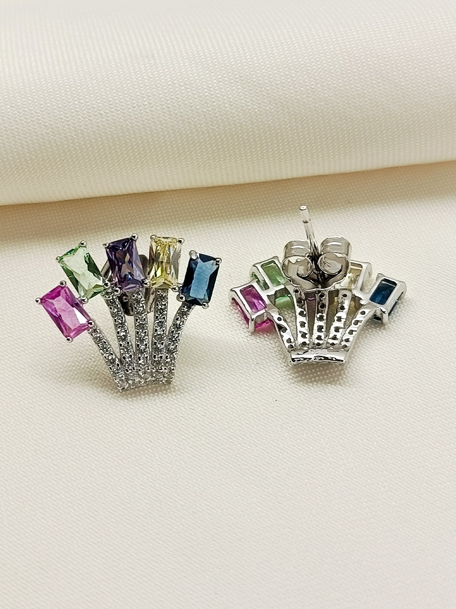 Jaytri Multi Colour 92.5 Silver Swarovski Stone Tops - qivii