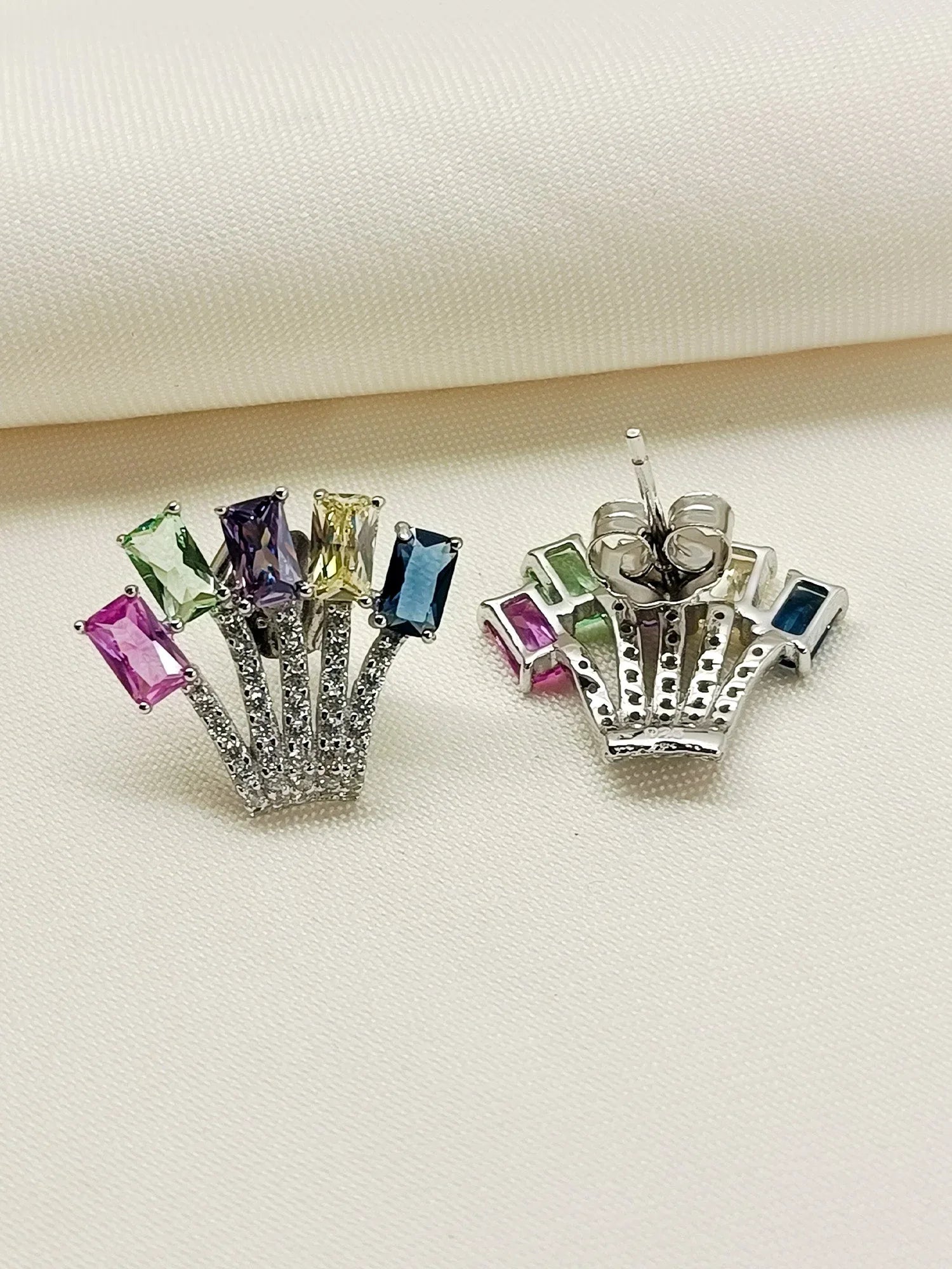 Jaytri Multi Colour 92.5 Silver Swarovski Stone Tops