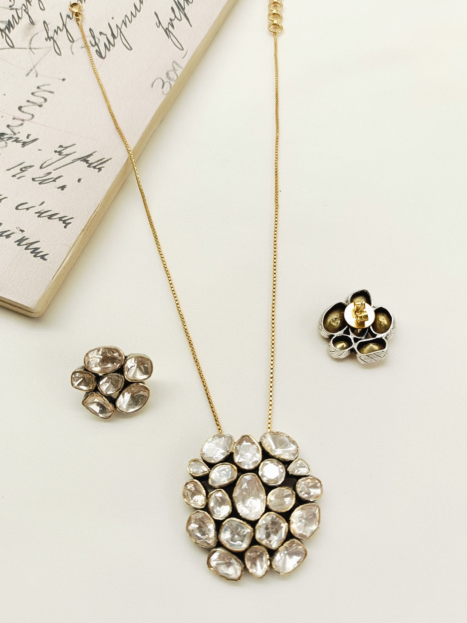 Merry 92.5 Silver Moissonite Pendant Set