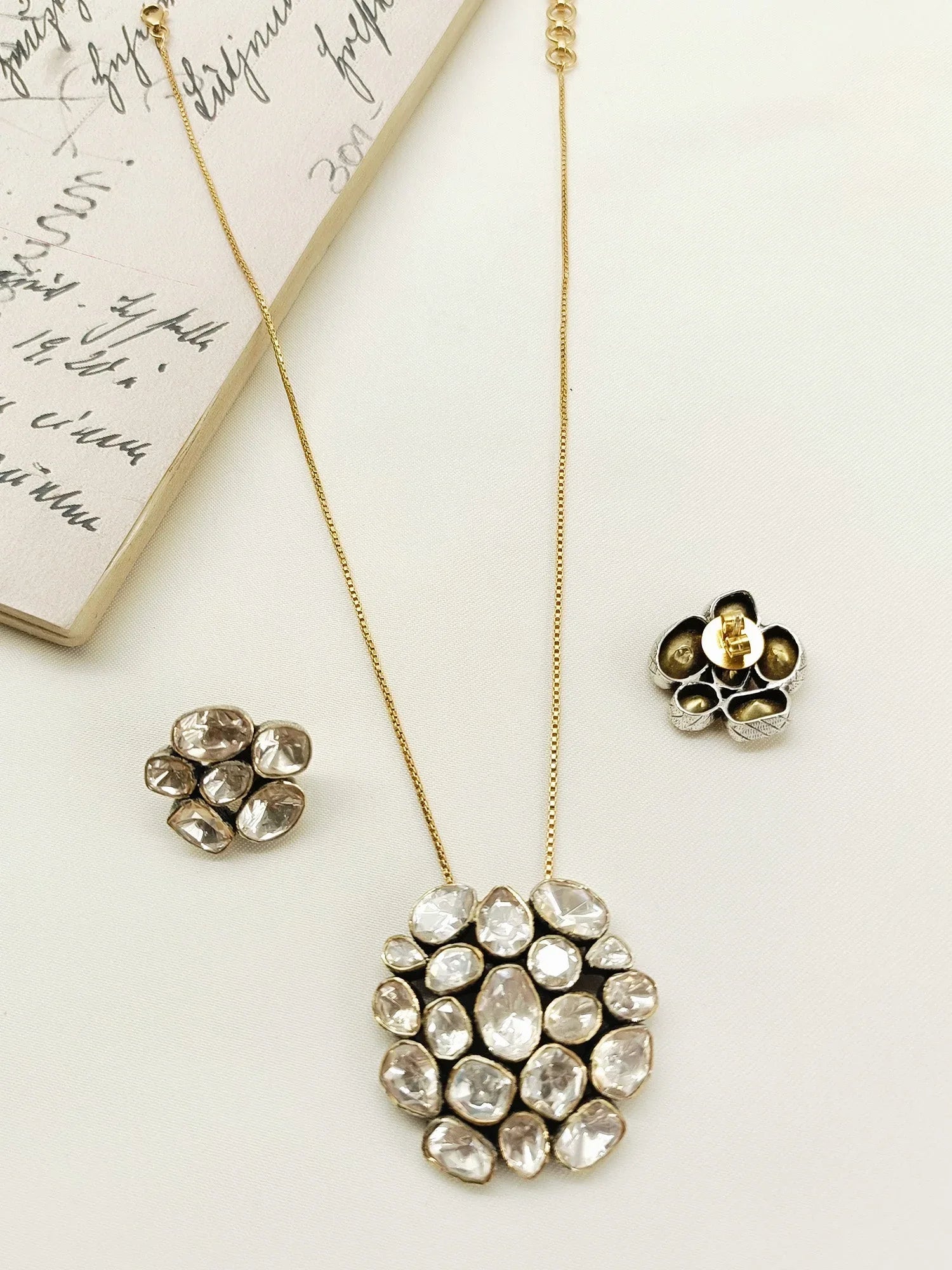 Merry 92.5 Silver Moissonite Pendant Set