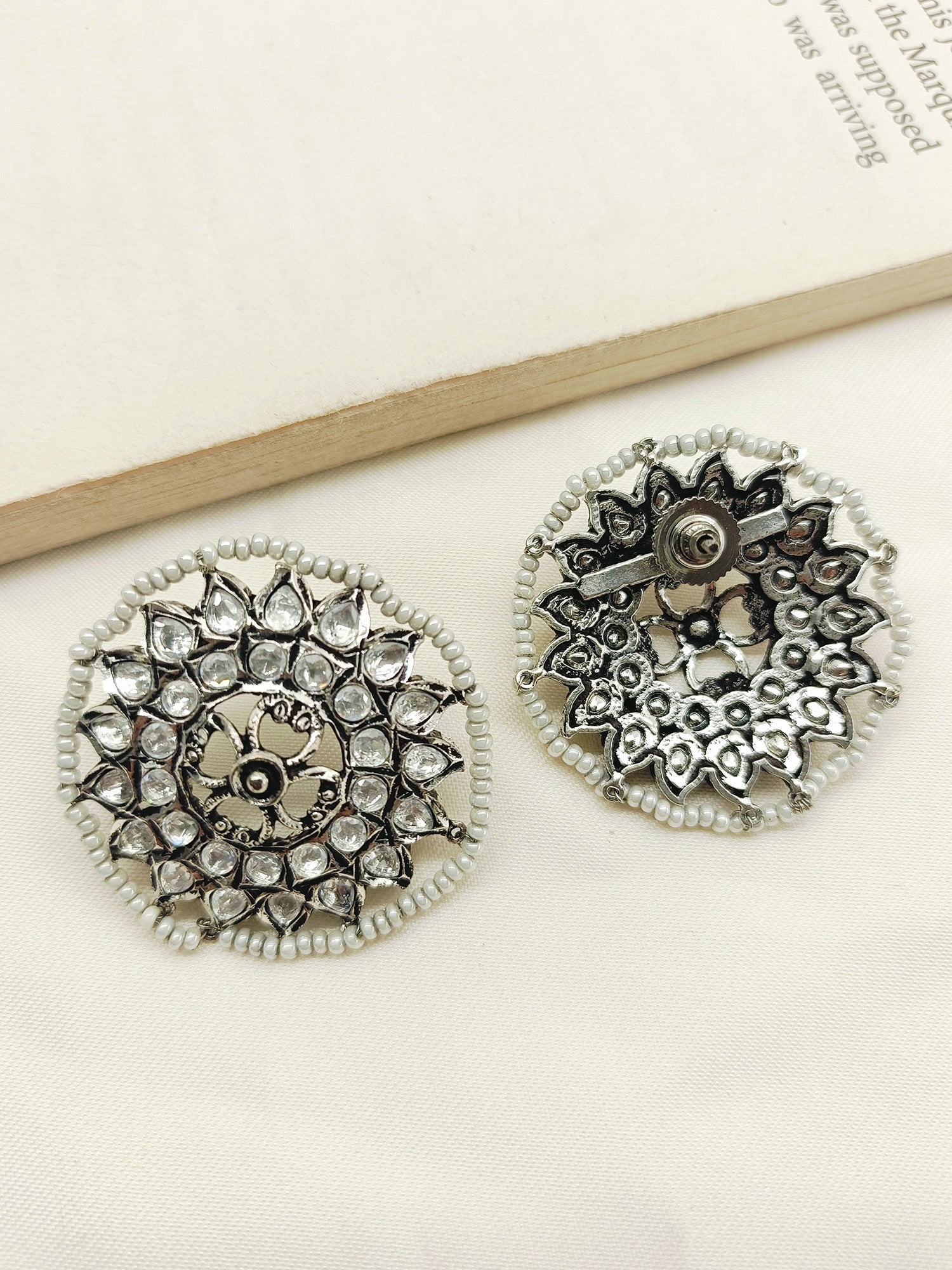 Afsa White Oxidized Tops - qivii