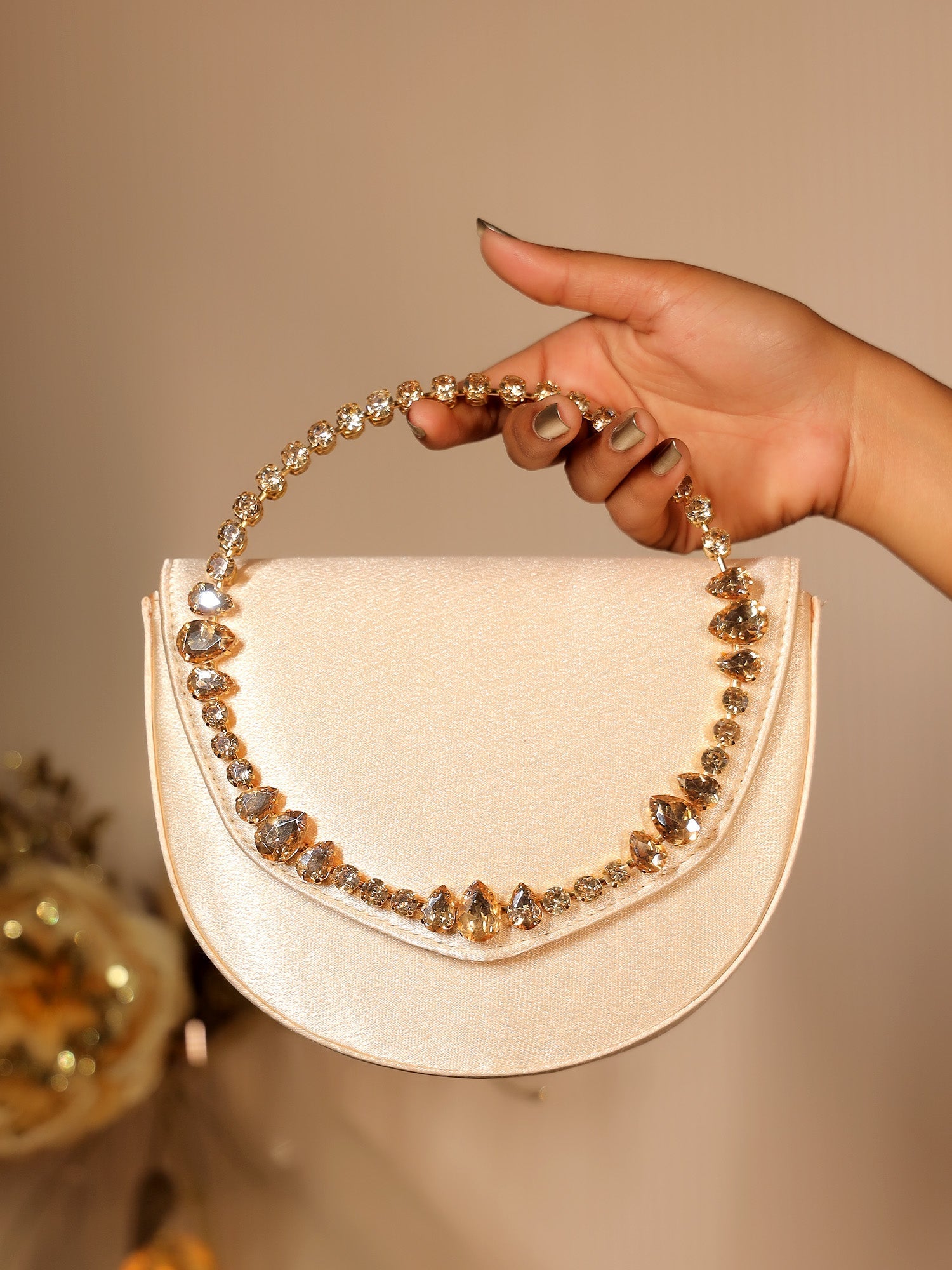 Indulekha Cream Evening Clutch - qivii