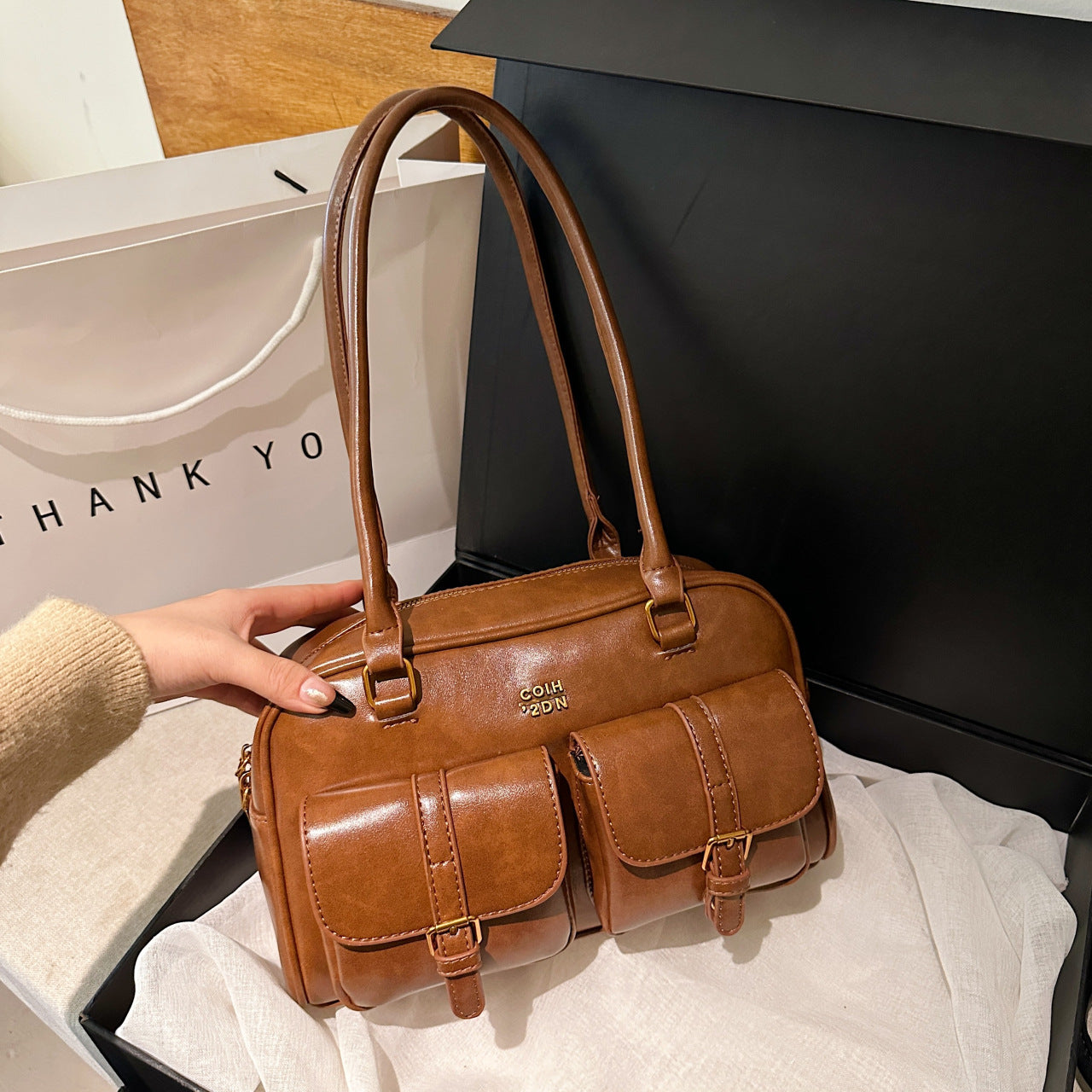 Women's Trendy Vintage Boston Pillow Tote Bag - Versatile Shoulder/Handheld Retro Commuter Bag