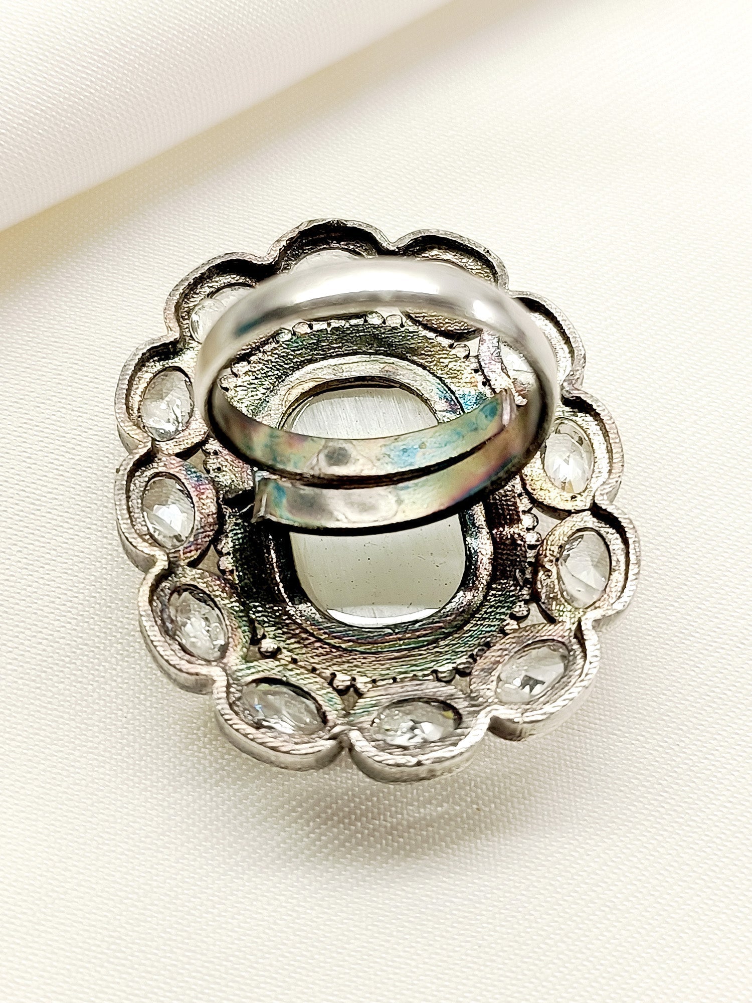 Neelu Grey Oxidized Finger Ring - qivii