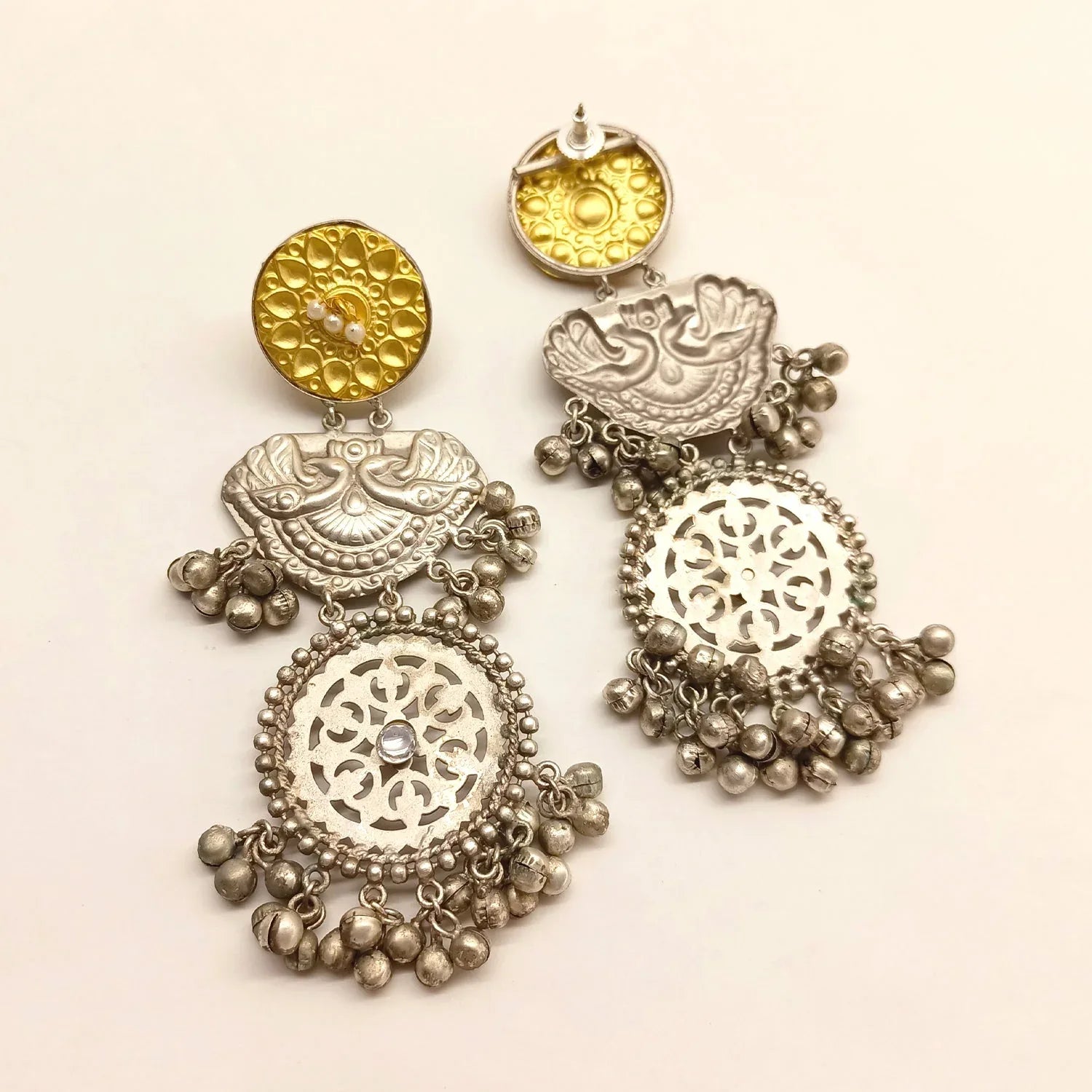 Parmila Silver Oxidized Coin Earrings