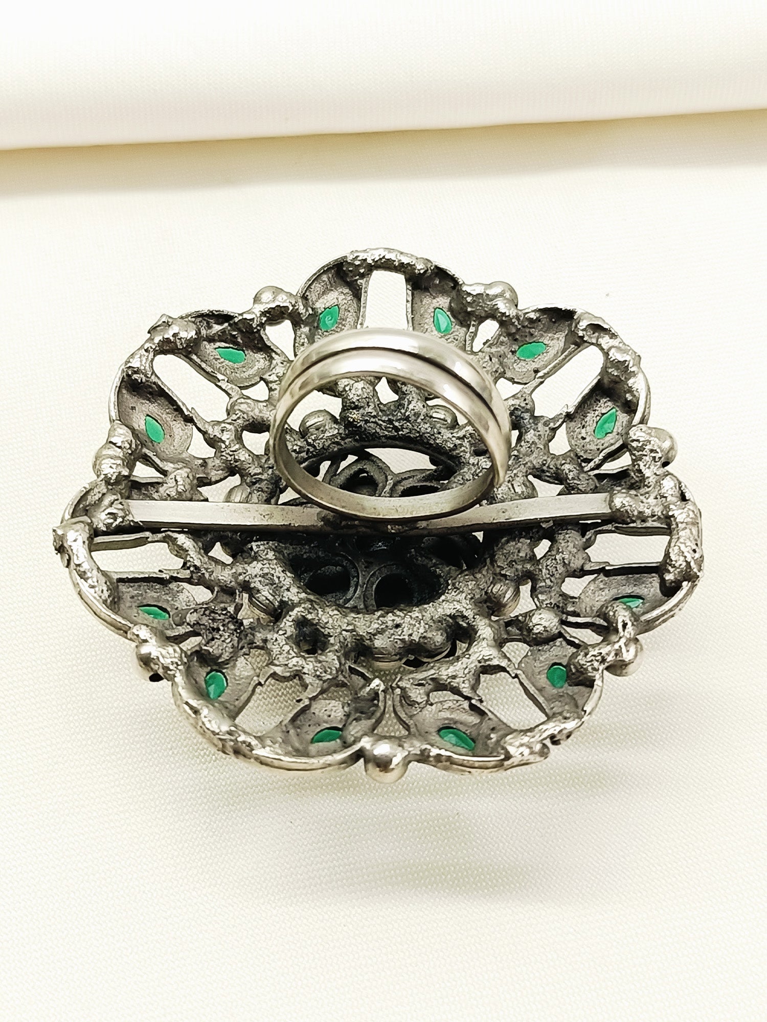 Mritsa Green Oxidized Finger Ring