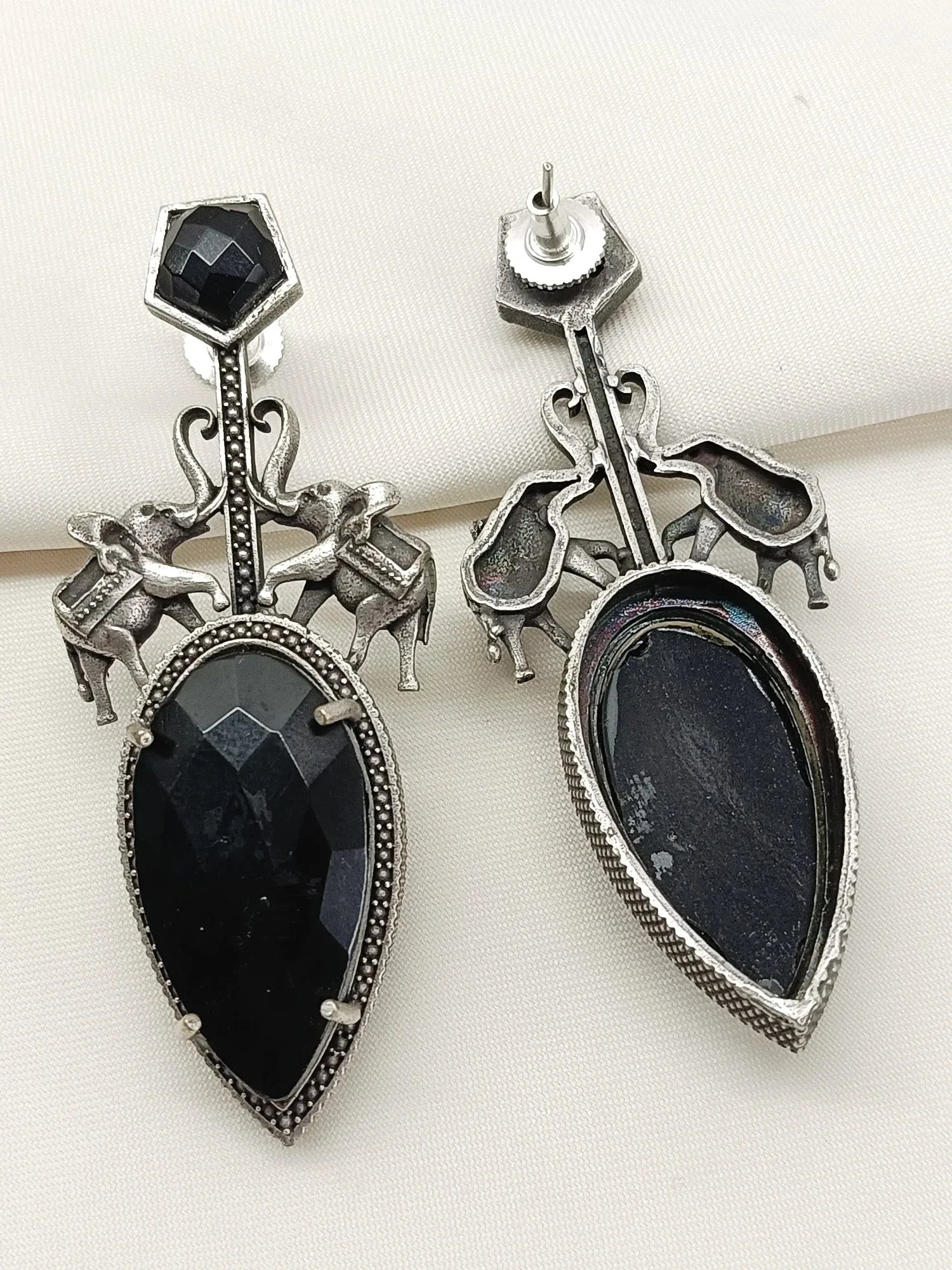 Wamil Black Oxidized Earring