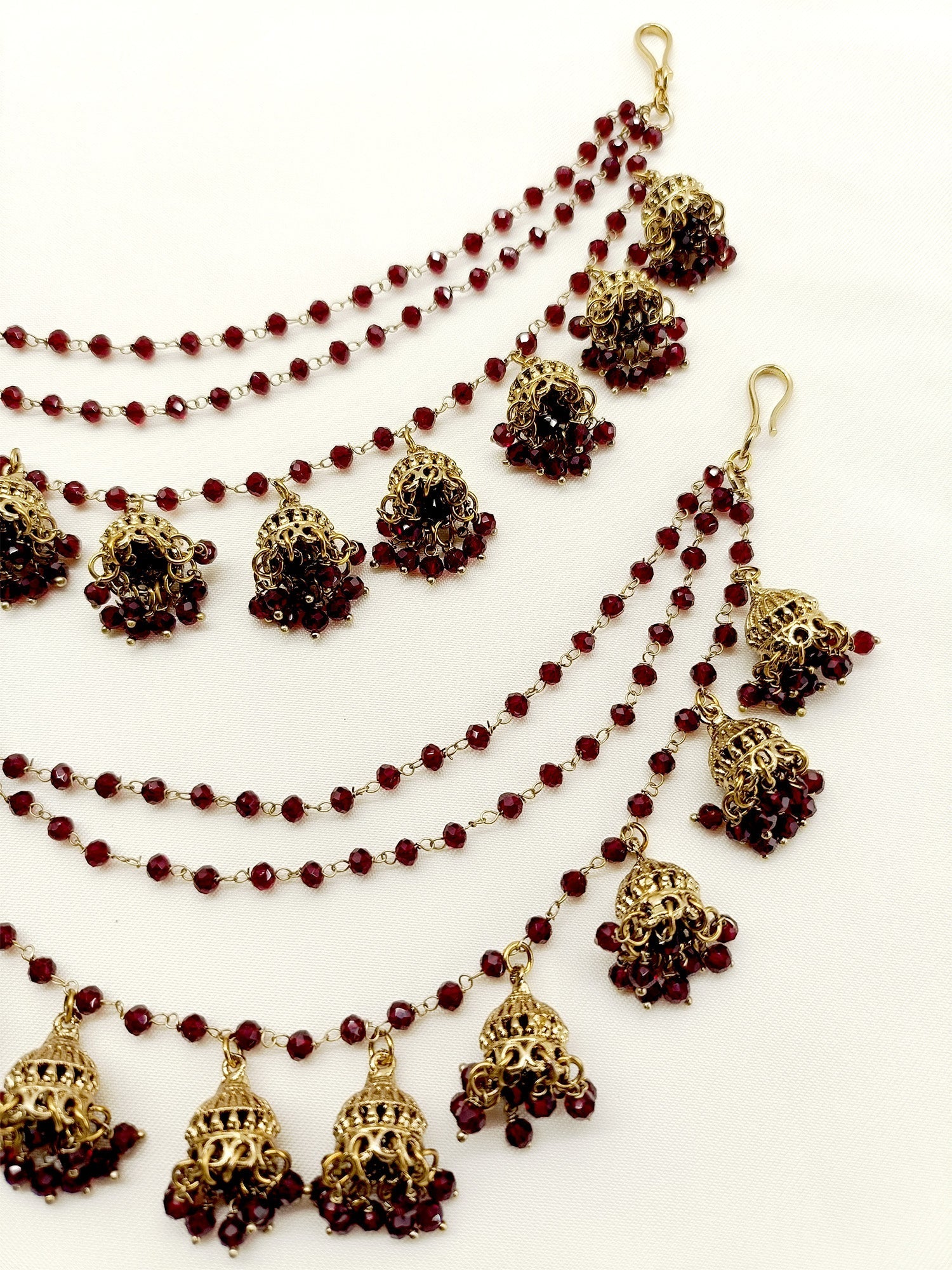 Geetika Maroon Traditional Ear Chain - qivii