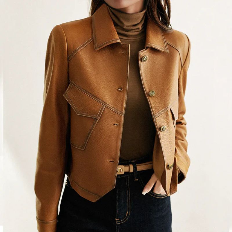 Gianna Classic Leather Jacket - By Qivii
