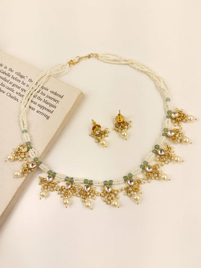 Pritha Mint Green Kundan Necklace Set