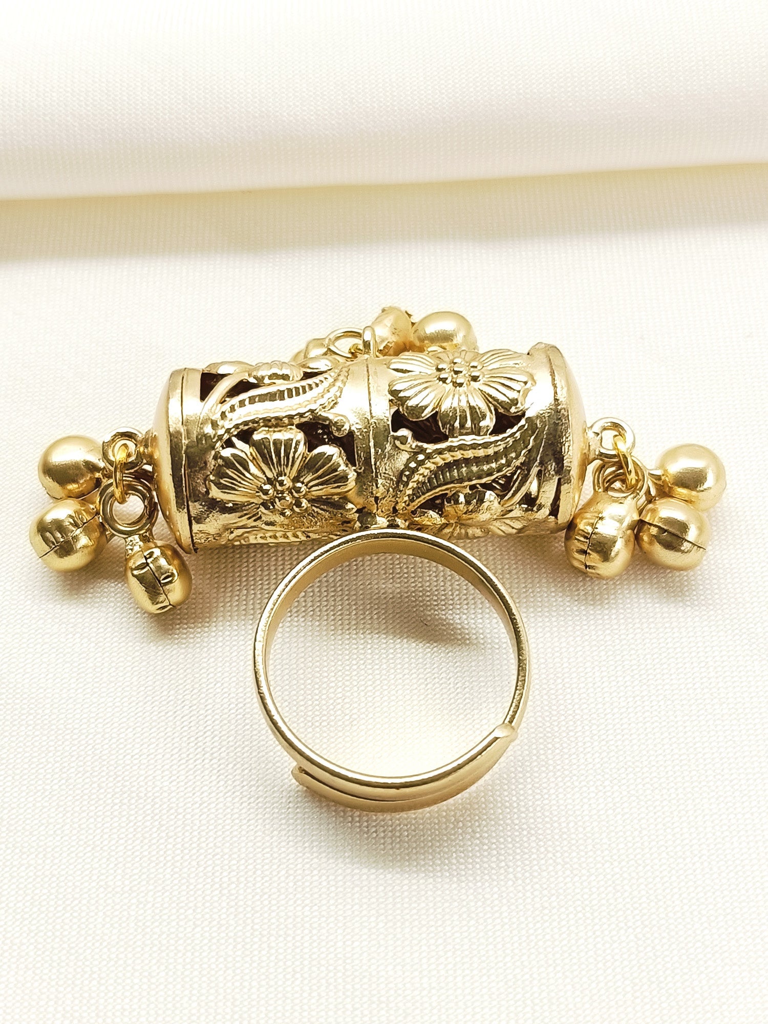Raksha Golden Oxidized Finger Ring