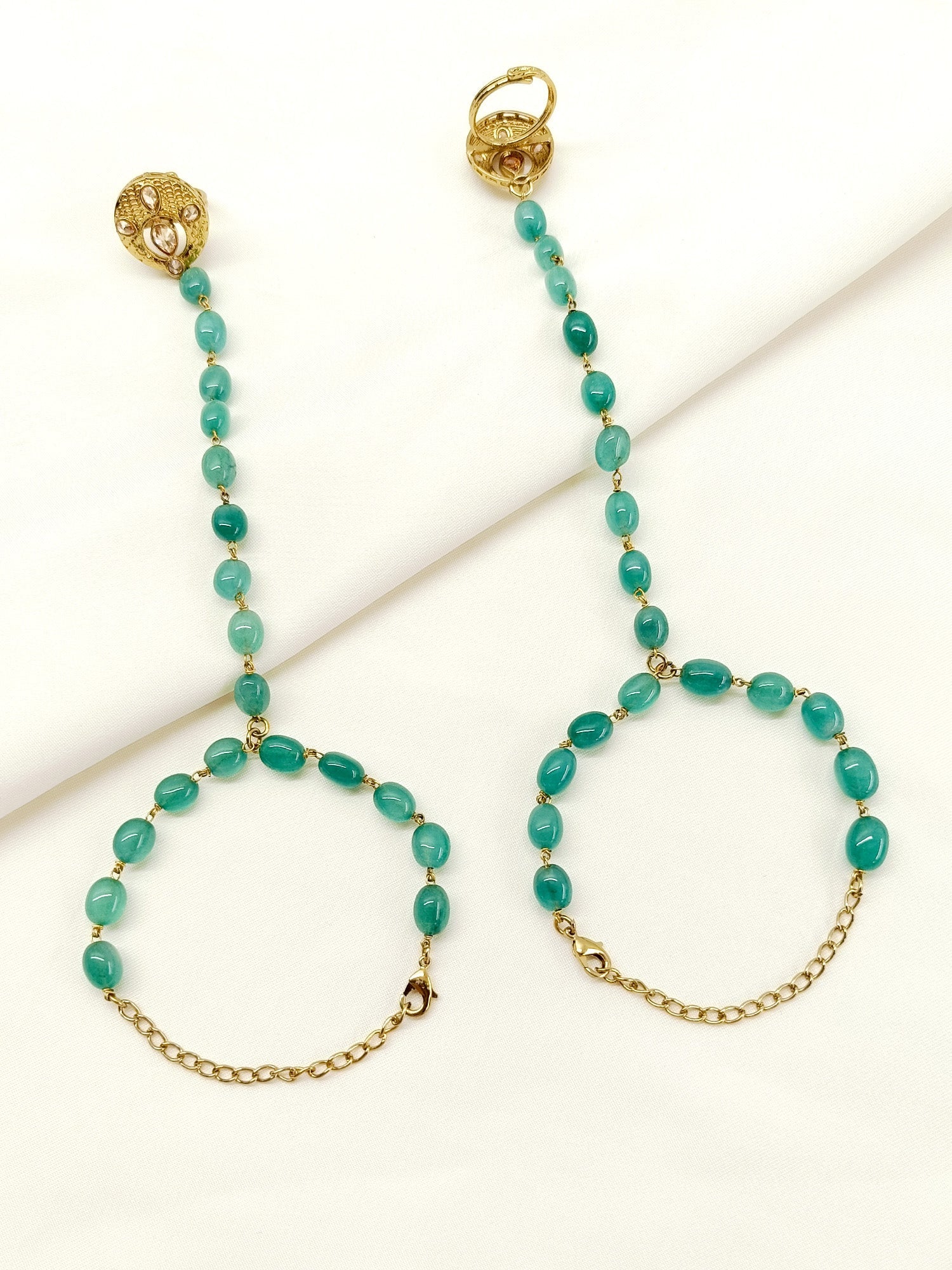 Shefali Green Polki Hathphool Set Of 2