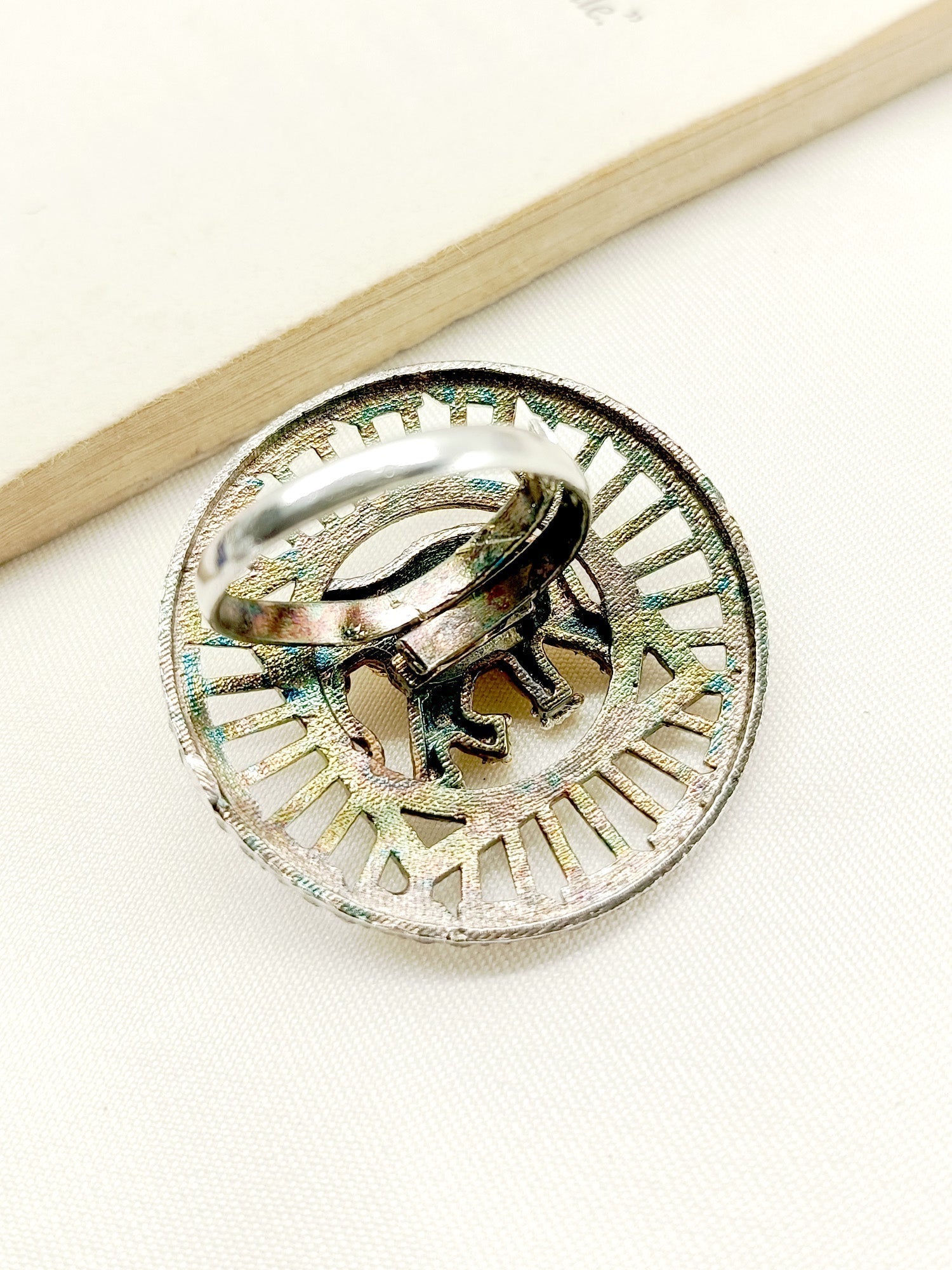 Sahar Plain Elephant Oxidized Finger Ring - qivii