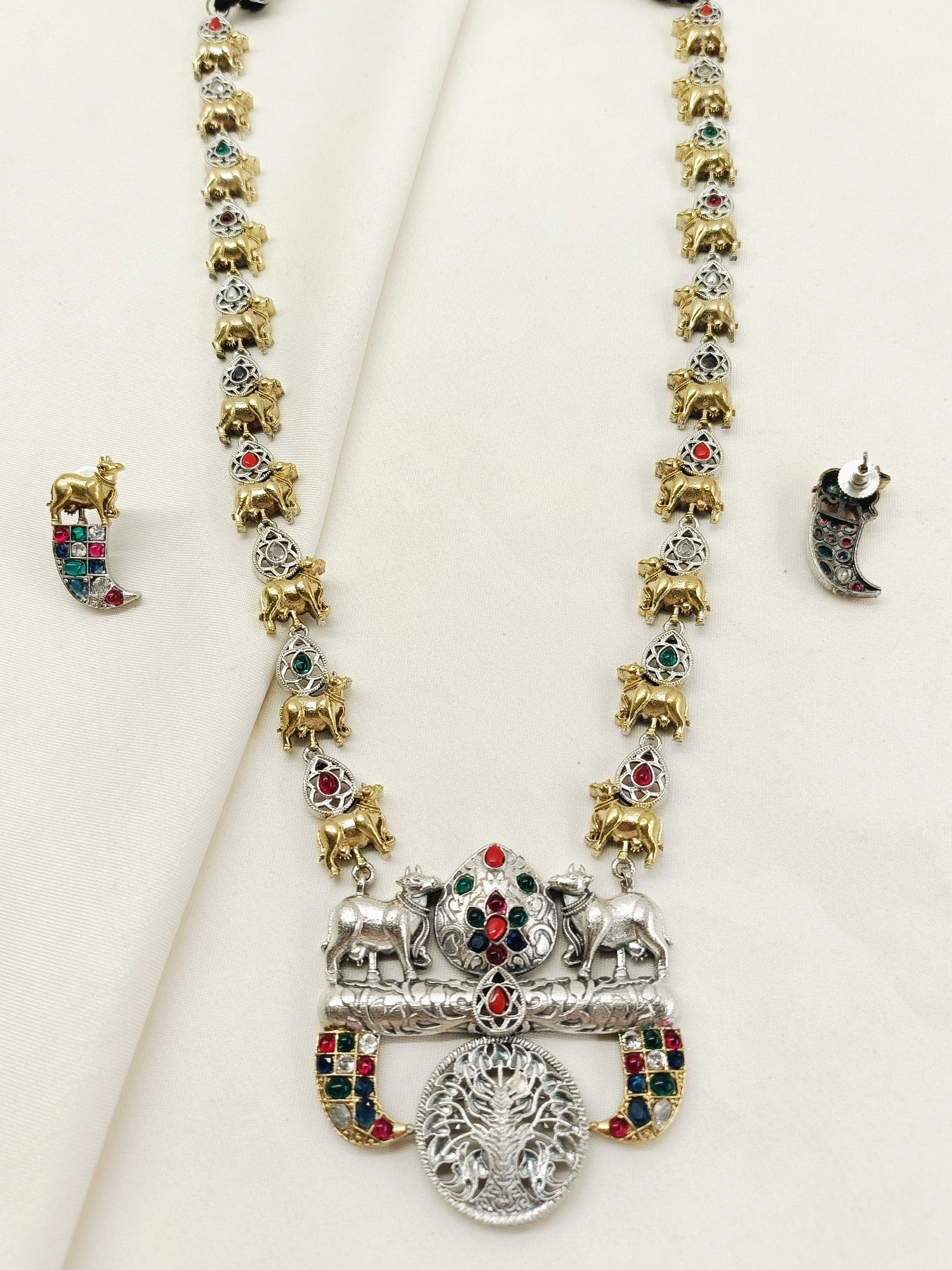 Sahasra Multi Colour Oxidized Necklace Set